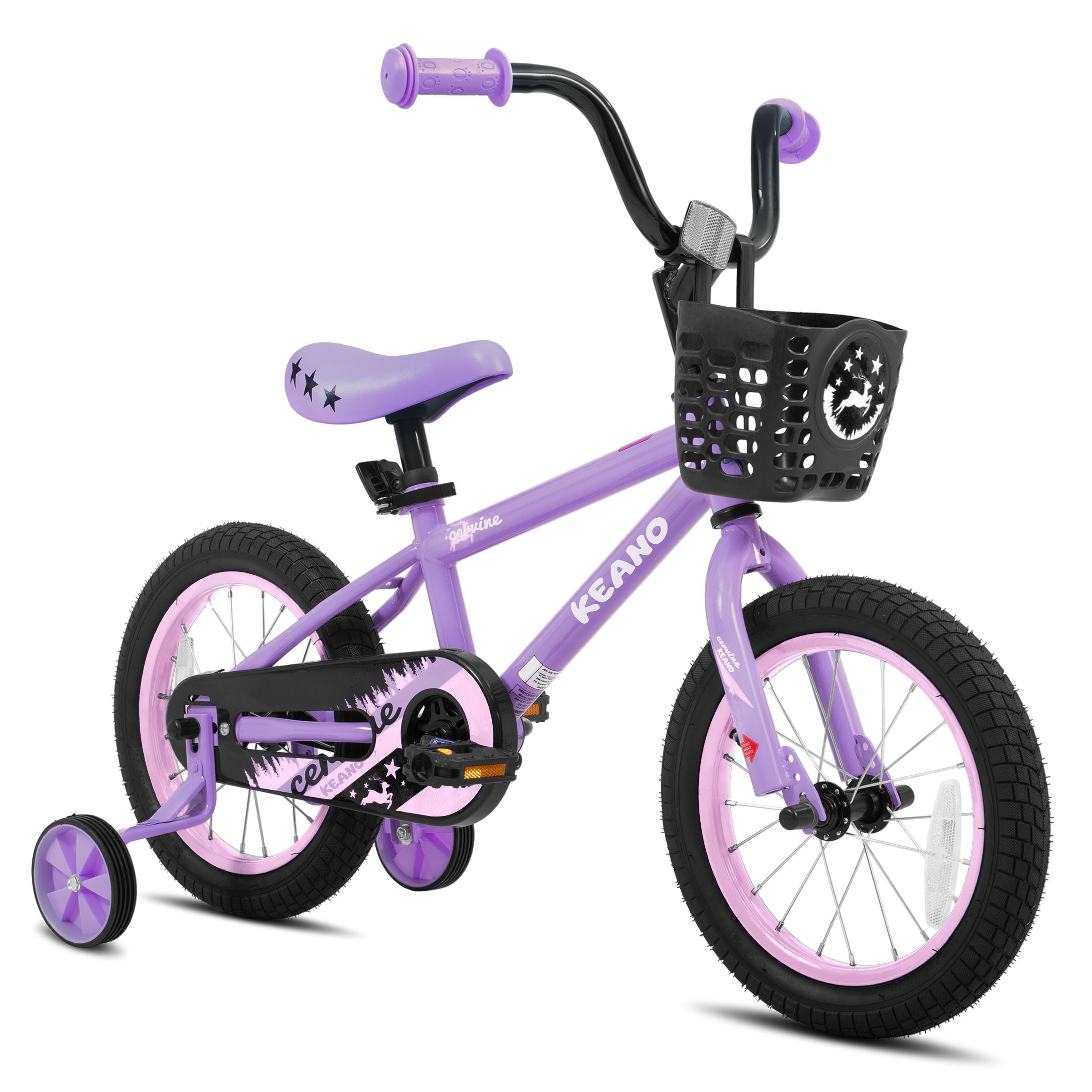 JOYSTAR Kinderfahrrad 14/16 Zoll fahrrad für 3-7 Jahre Jungen,Mädchen,Geschenke für Kinder, Mit Stützrädern, Korb, geschlossenem Kettenschutz und bunten Graffitis
