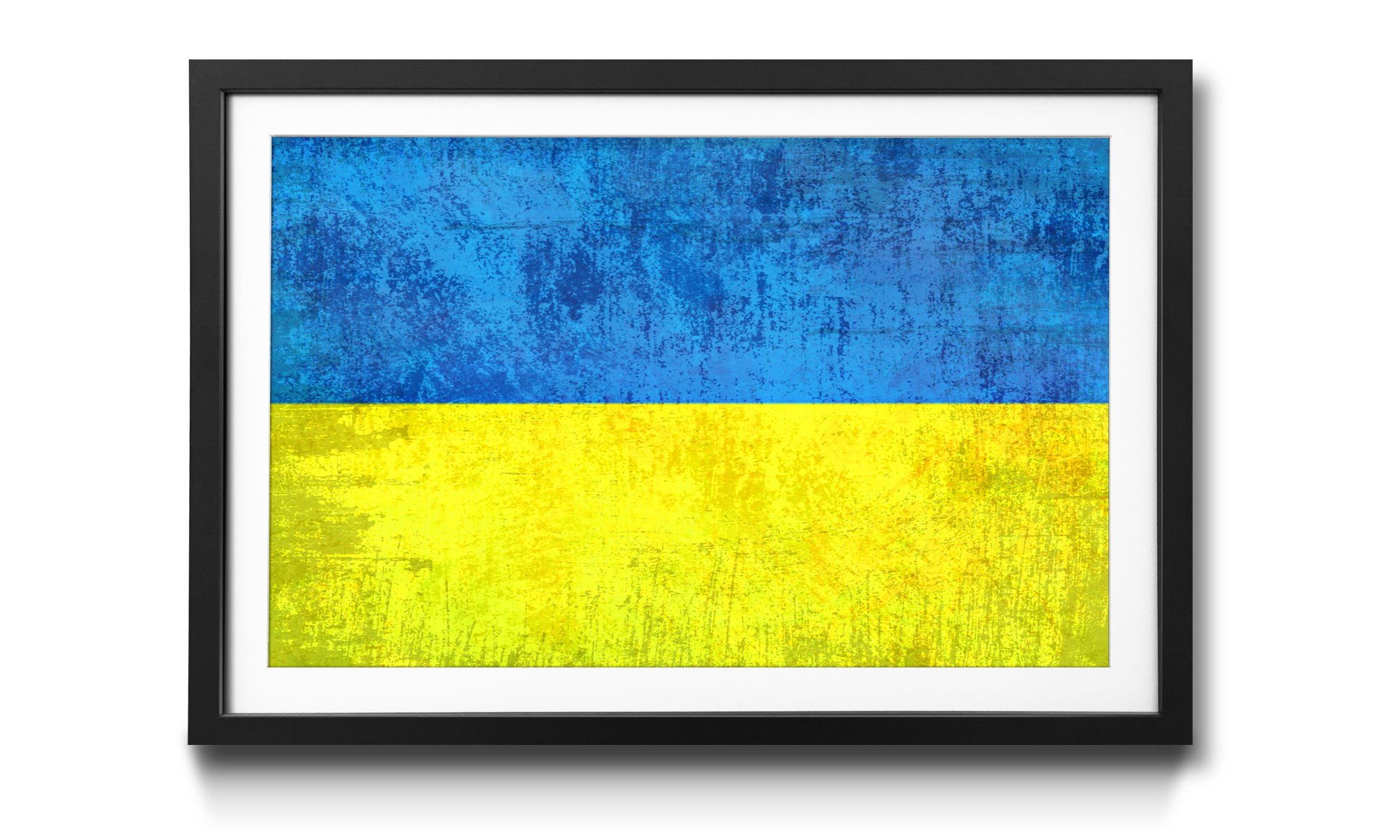 WandbilderXXL Bild mit Rahmen Ukraine, Flagge, Wandbild, in 4 Größen erhältlich | Bilder