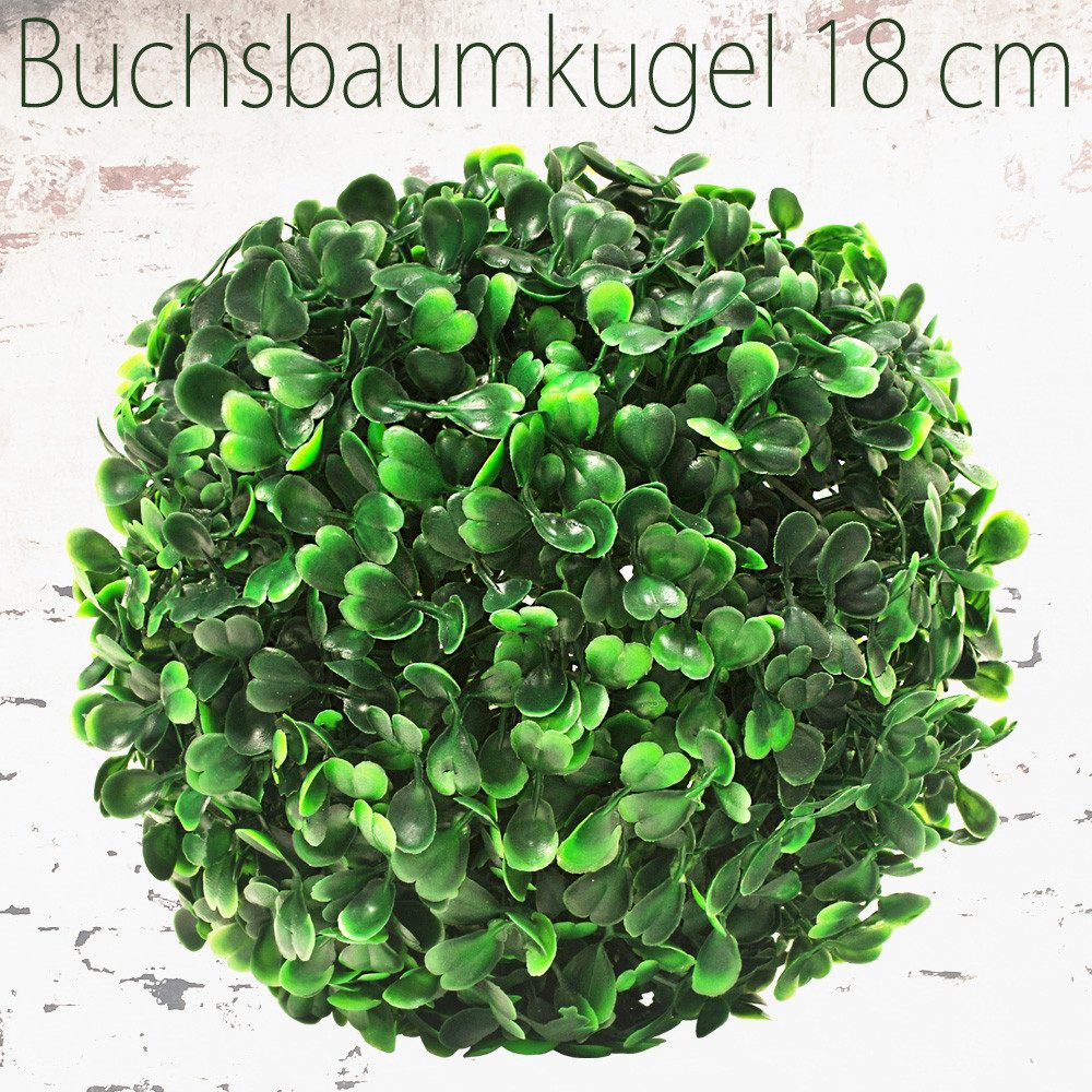 Kunstpflanze Deko Buchsbaum Künstlich Buchsbaumkugel Buchskugel 18 cm Kunstpflanze, Decovego, künstliche Pflanze, künstliche Zimmerpflanze