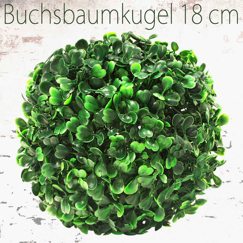 Kunstpflanze Deko Buchsbaum Künstlich Buchsbaumkugel Buchskugel 18 cm Kunstpflanze, Decovego