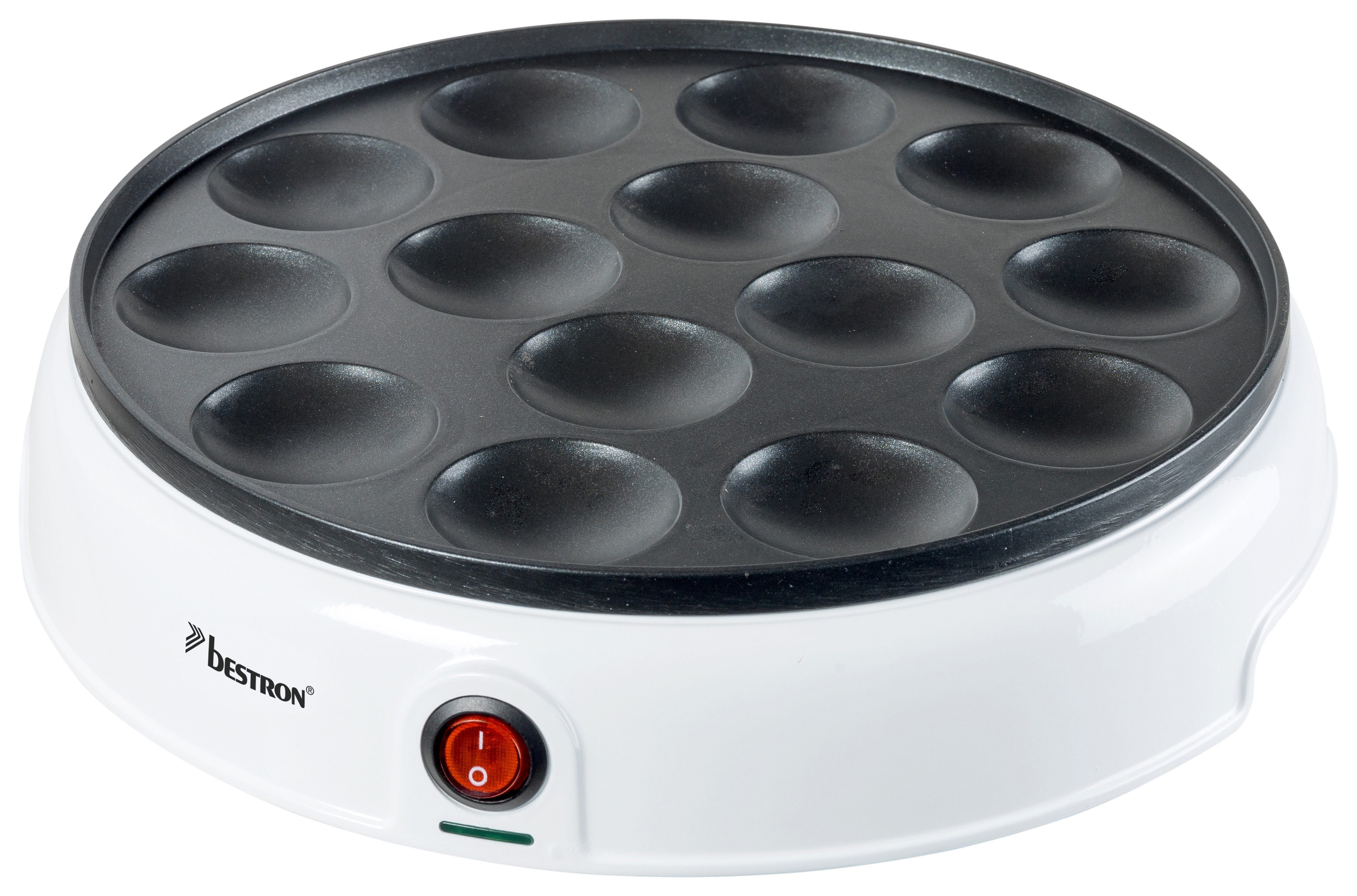bestron Poffertjes-Maker APFM700, 800 W, 14 Mini-Pfannkuchen mit Antihaftbeschichtung