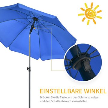 Outsunny Sonnenschirm mit Belüftungsöffnungen, inkl. Schutzhülle, LxB: 180x180 cm, Set, Terrassenschirm, Strandschirm mit Verstellbarer Neigung, 8 Strebe