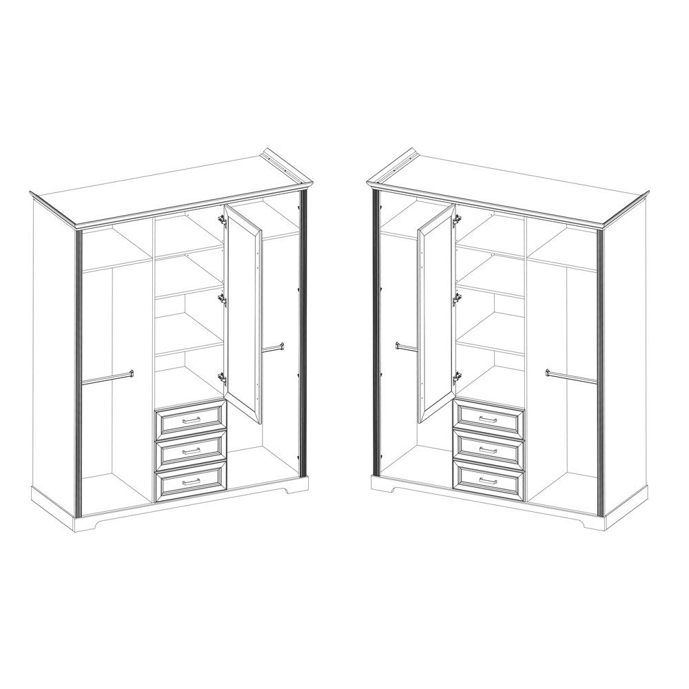 Lomadox Babyzimmer-Komplettset JASPER-78, (4-tlg), Anderson Pine Nb. weiß, Eiche Nb.,Bett, Schrank, Kommode, Standregal – Bild 5 von 5
