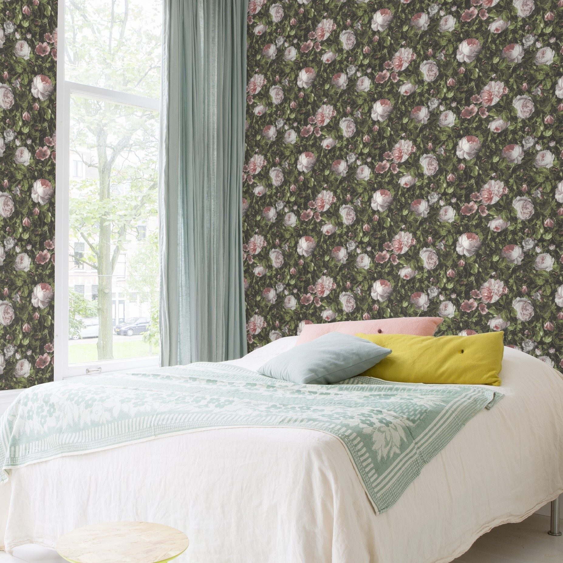 Rasch Papiertapete Vintage Rosen in Grün und Rosa, glatt, Blumen, (1 Rolle, 1 St), Floral, Rosen