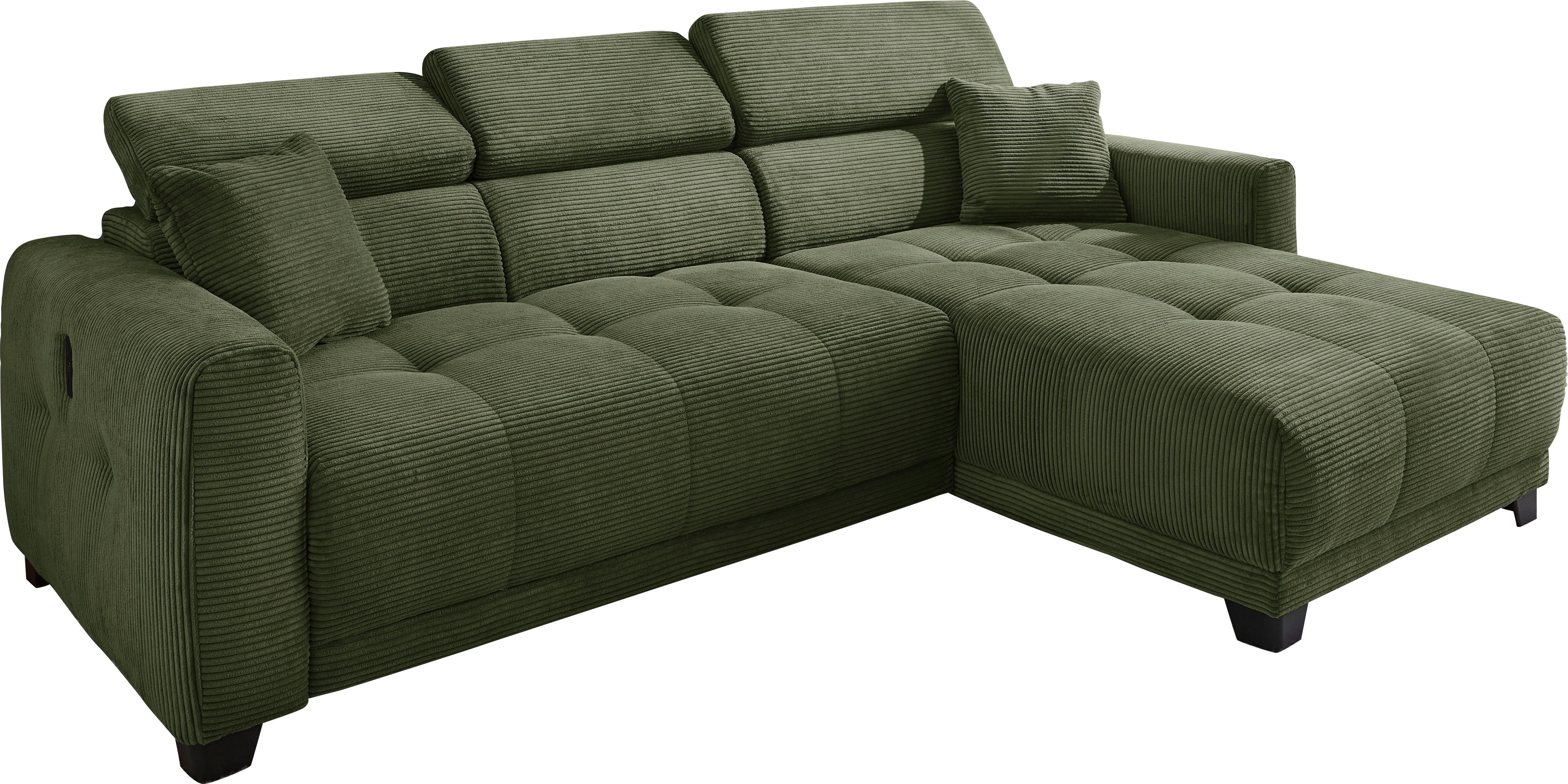 Jockenhöfer Gruppe Ecksofa Cremona L-Form, B: 263 cm, mit 30 cm elektr. Sitztiefenverstellung, 140kg Belastbarkeit je Sitz, Kopfteilverstellung & USB-Anschluss