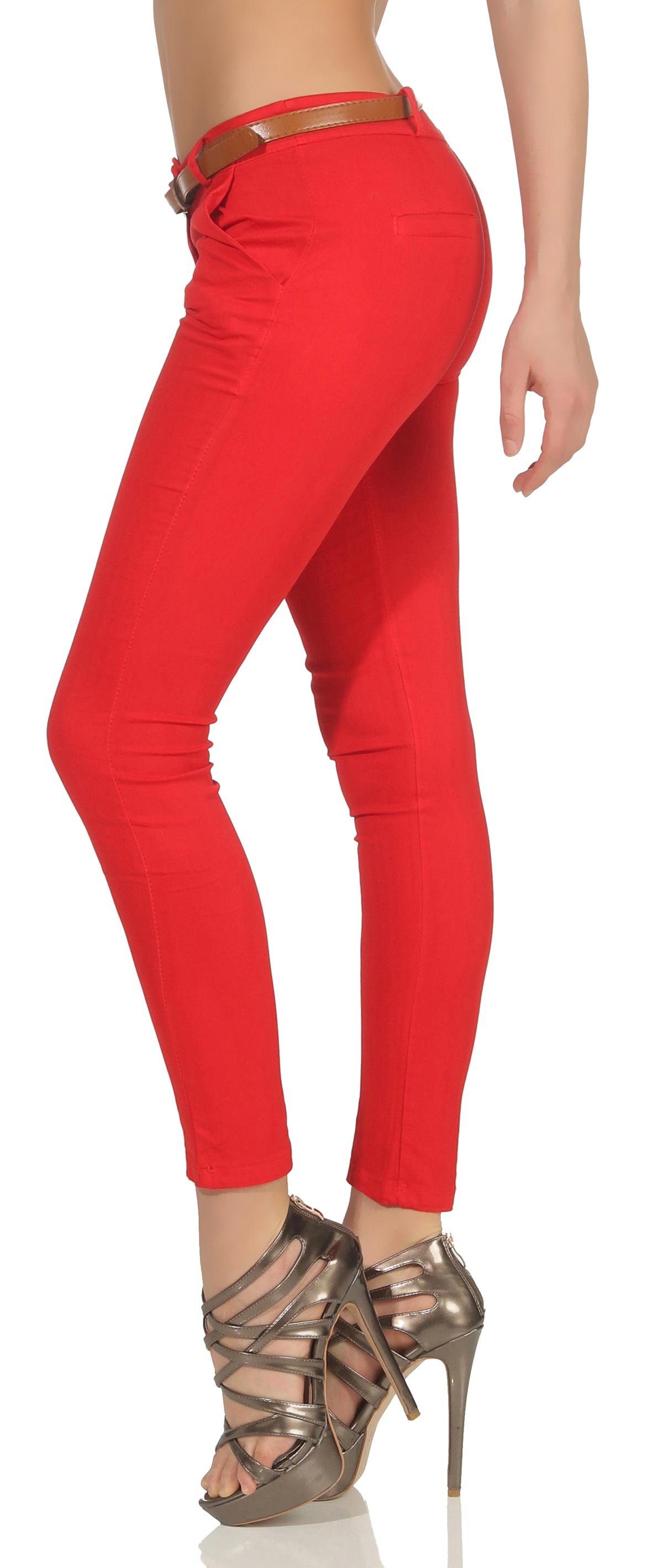 malito more than fashion Chinohose malito Damen Chinohose mit Gürtel, Stret günstig online kaufen