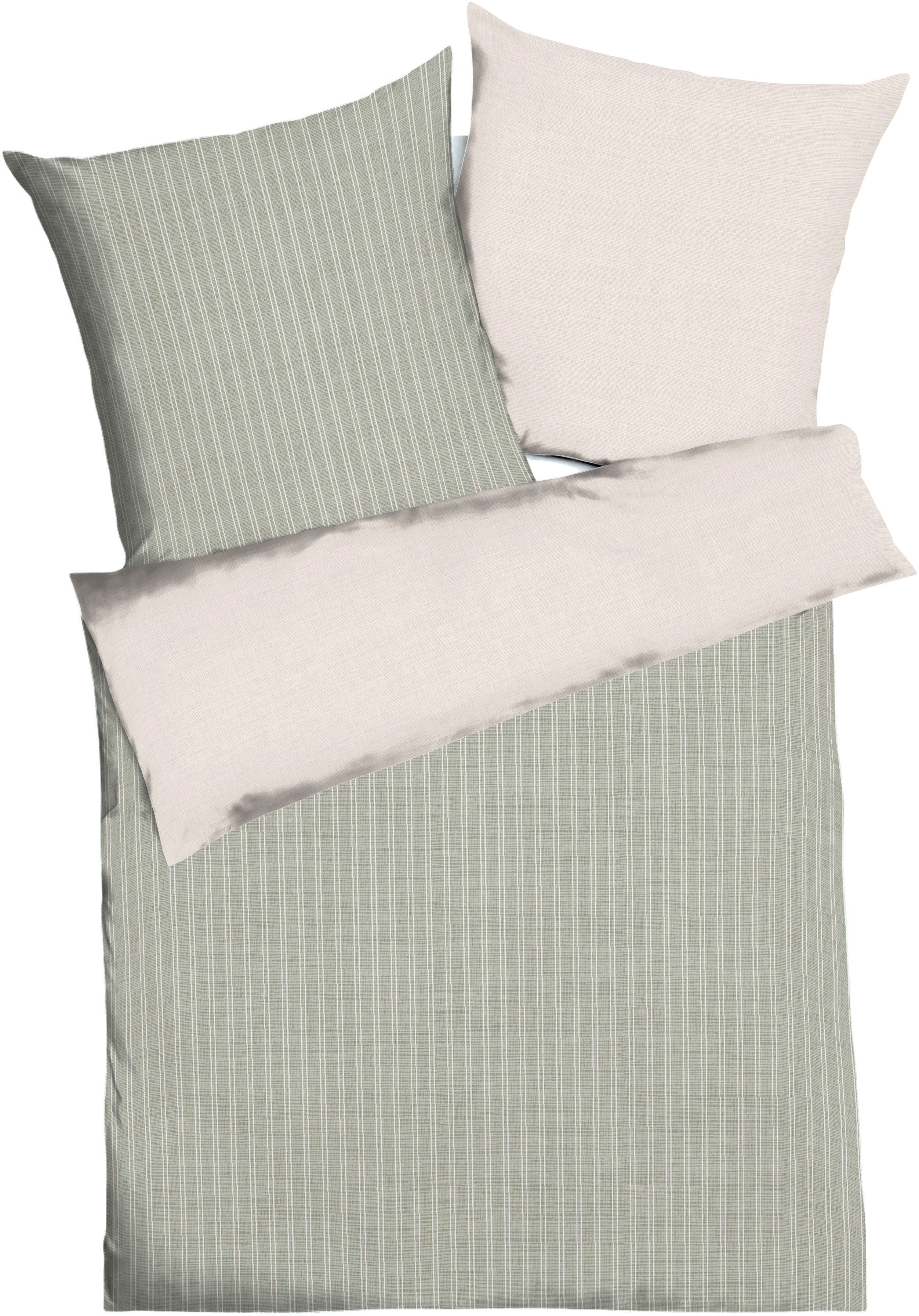 Kaeppel Wendebettwäsche Eternity Combo Постільна білизна, Satin mit seidigem Glanz, Streifen-Design, Mako-Satin, 2 teilig