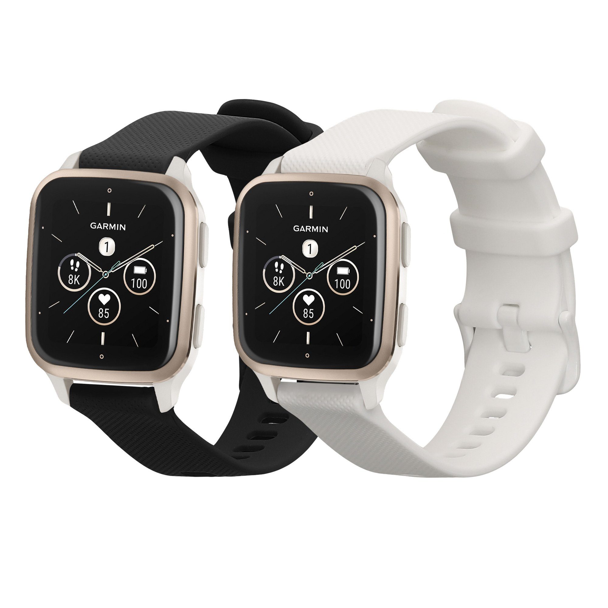 kwmobile Uhrenarmband 2x Uhrenarmband für Garmin Venu Sq 2 Music / Sq 2 / Vivoactive 6, Fitnesstracker Band Set aus TPU Silikon - Ersatzarmband Smartwatch