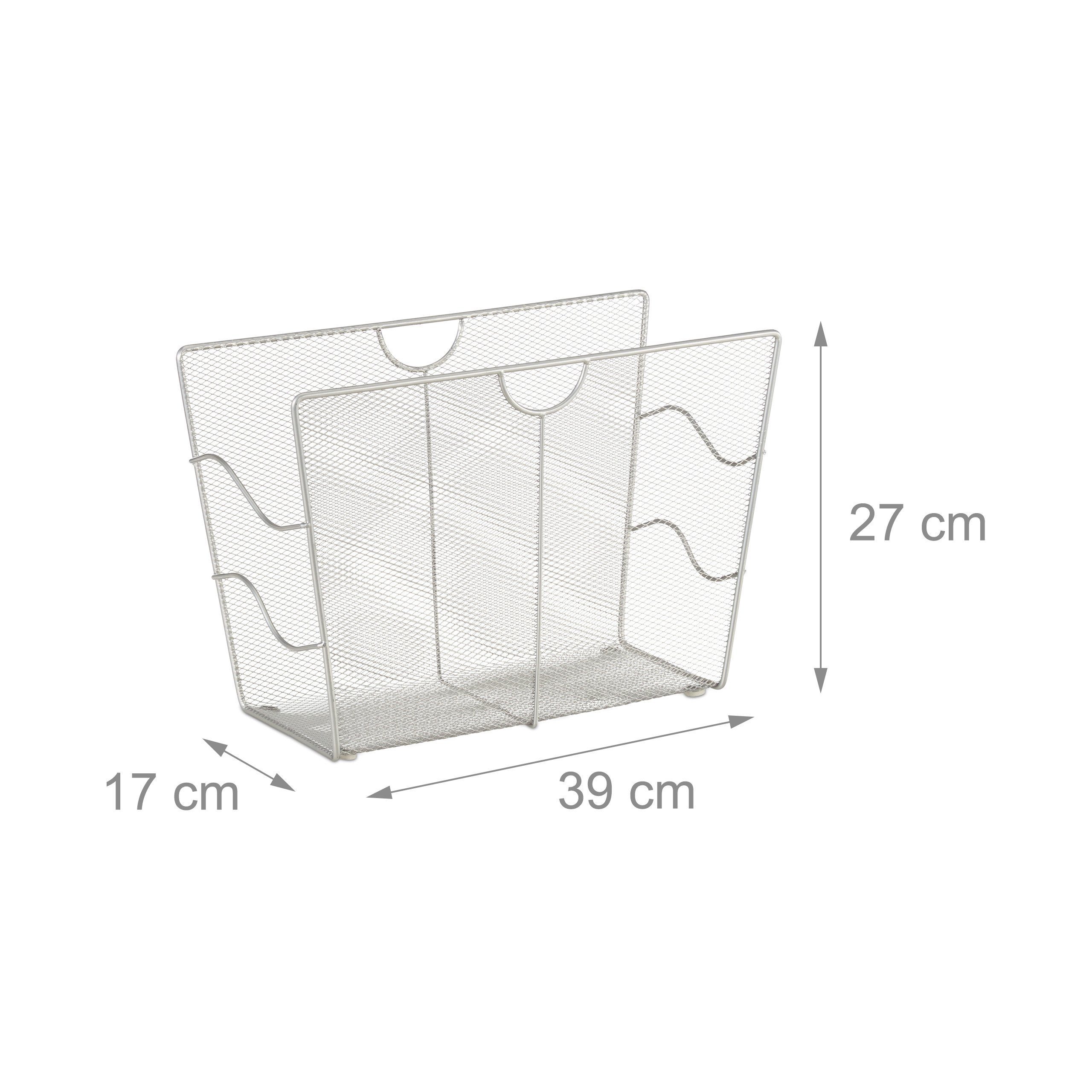 relaxdays Zeitungsständer Mesh, silber