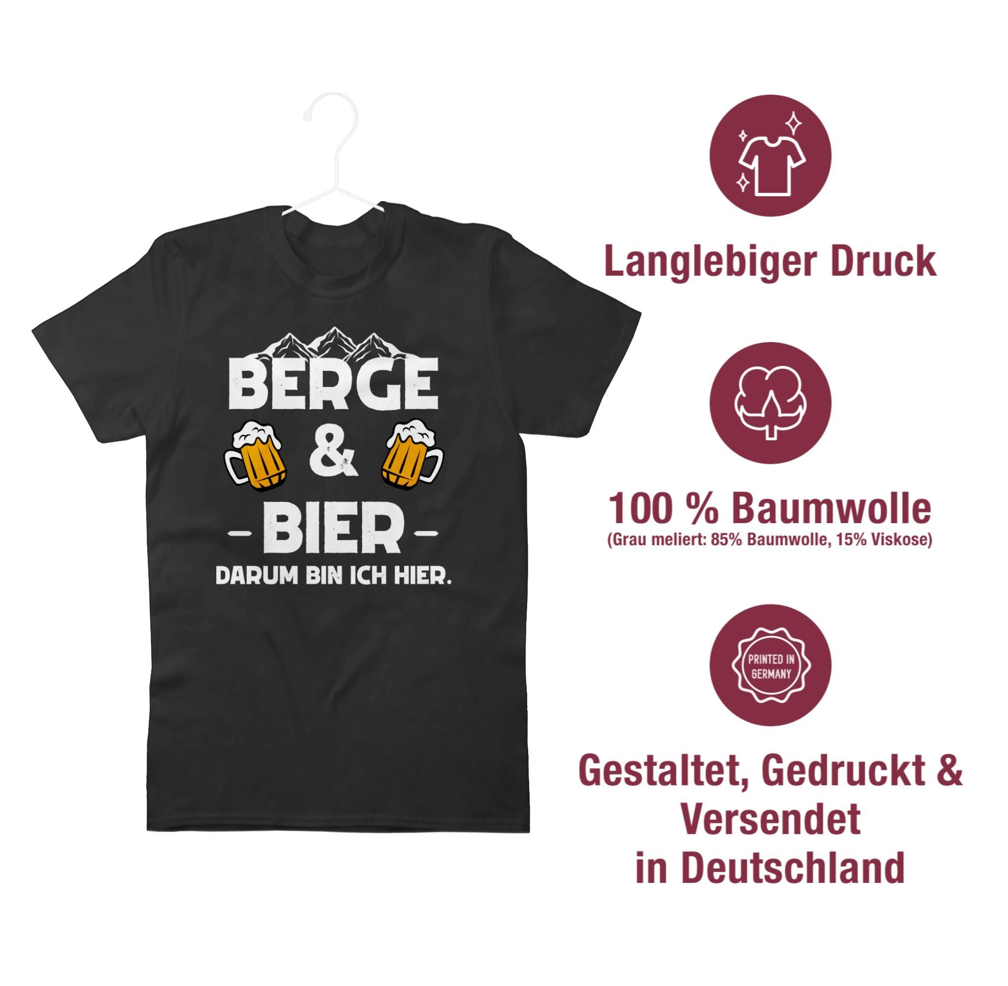 Shirtracer T-Shirt Berge und Bier 1 Party Apres Schwarz Ski