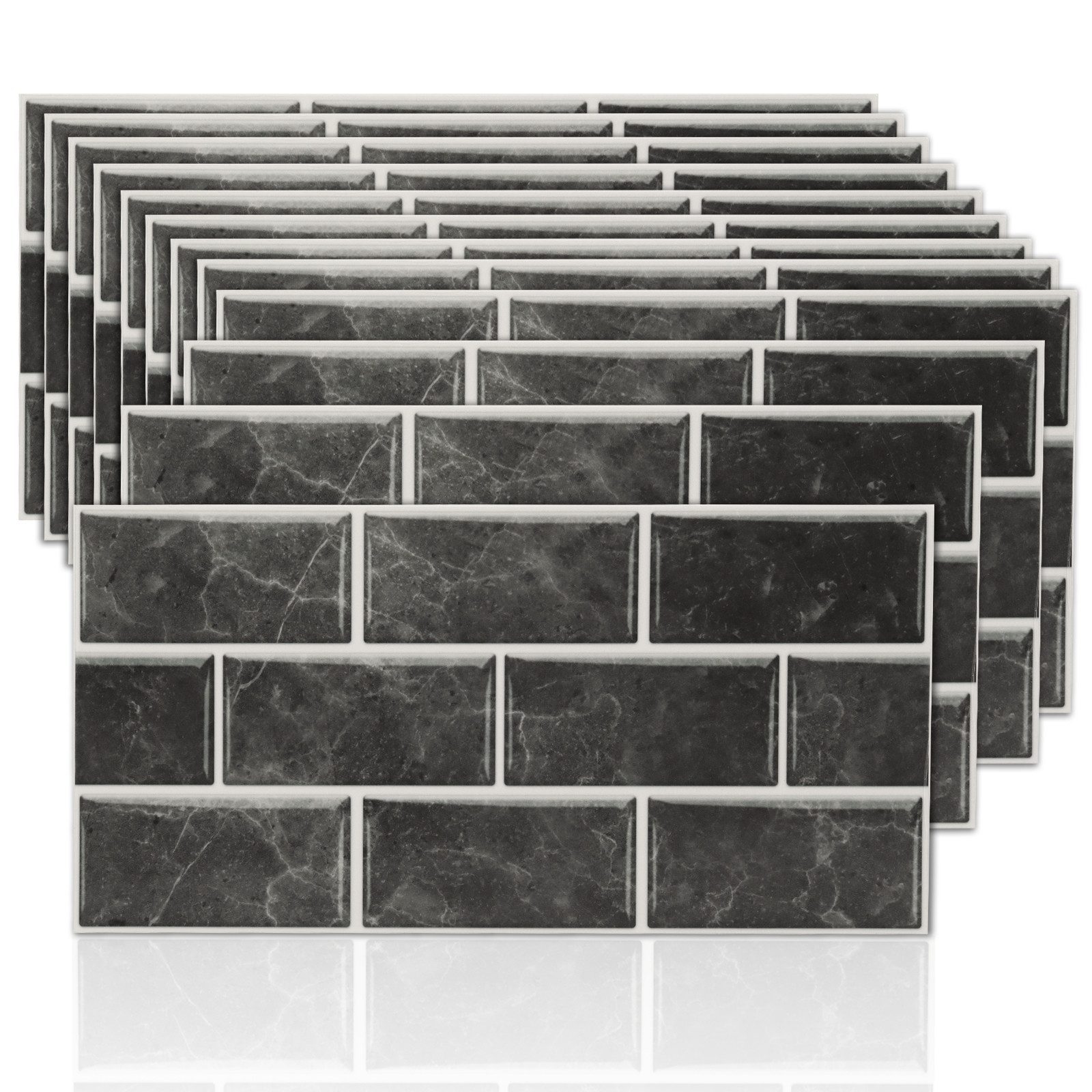 LEMLIT Fliesenaufkleber Klebefliesen Küche Bad Küchenrückwand Selbstklebend Fliesen 12 Stück (12er Set, 12 St., 30 x 15 cm), Klebefolie Kueche Badezimmer Wand Fliesenwand Aufkleber