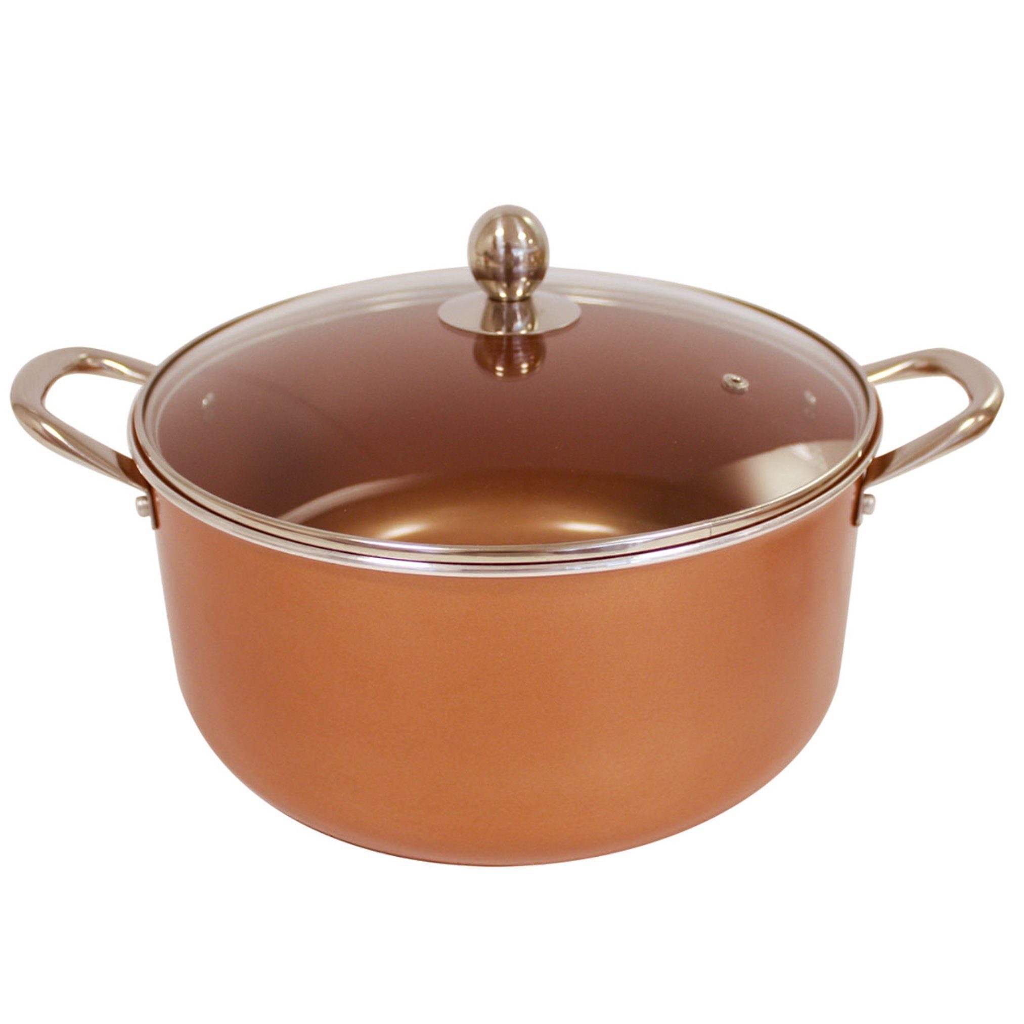 Starlyf Kochtopf Copper Pan Casserole, Aluminium, Kupfer (3 Varianten, 2-tlg., Im Set oder einzeln Ø 24 - 28 cm Topf mit Glasdeckel), Kupfer Keramik Topf mit Anthaftbeschichtung, backofenfest, Induktion