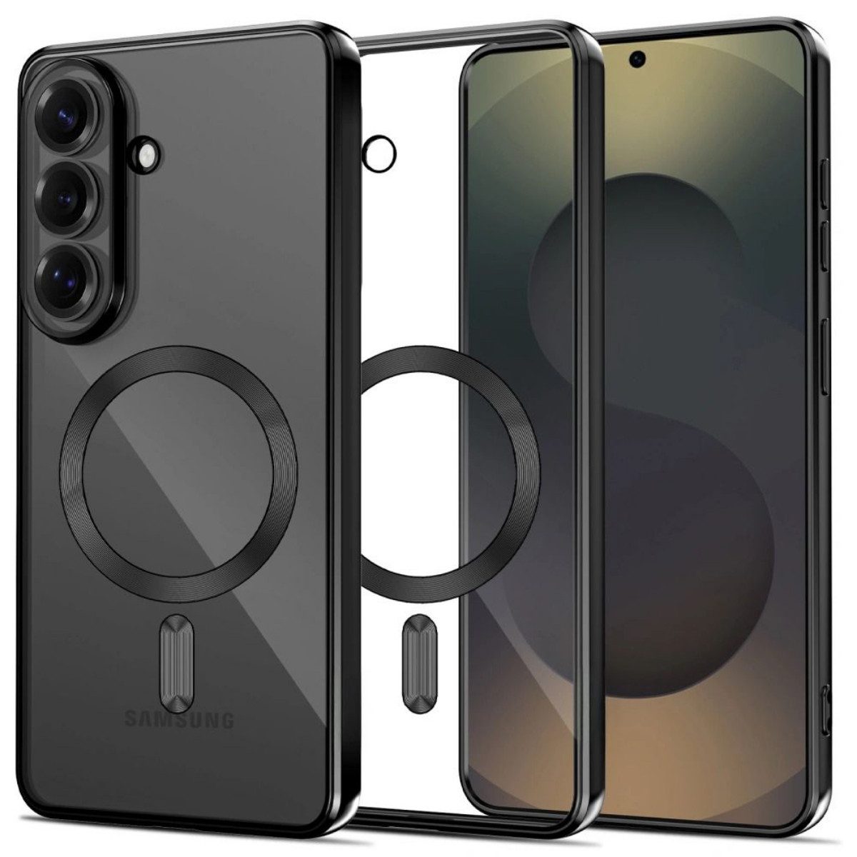 TECH PROTECT Handyhülle MagFlex für Samsung Galaxy S26 Transparent Schwarz Magnetring 6,2 Zoll, Kombiniert transparente Rückseite mit markantem Rahmen