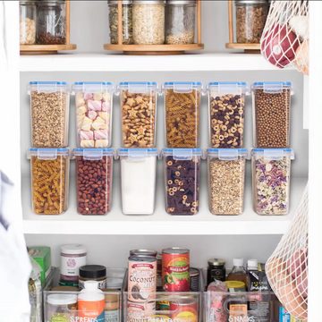 HYIEAR Vorratsdose Aufbewahrungsbox Küche Organizer,(48 Stück), luftdichte Behälter, Kunststoff, (Set), stapelbar, mit Messlöffeln, Etiketten und Markierstift