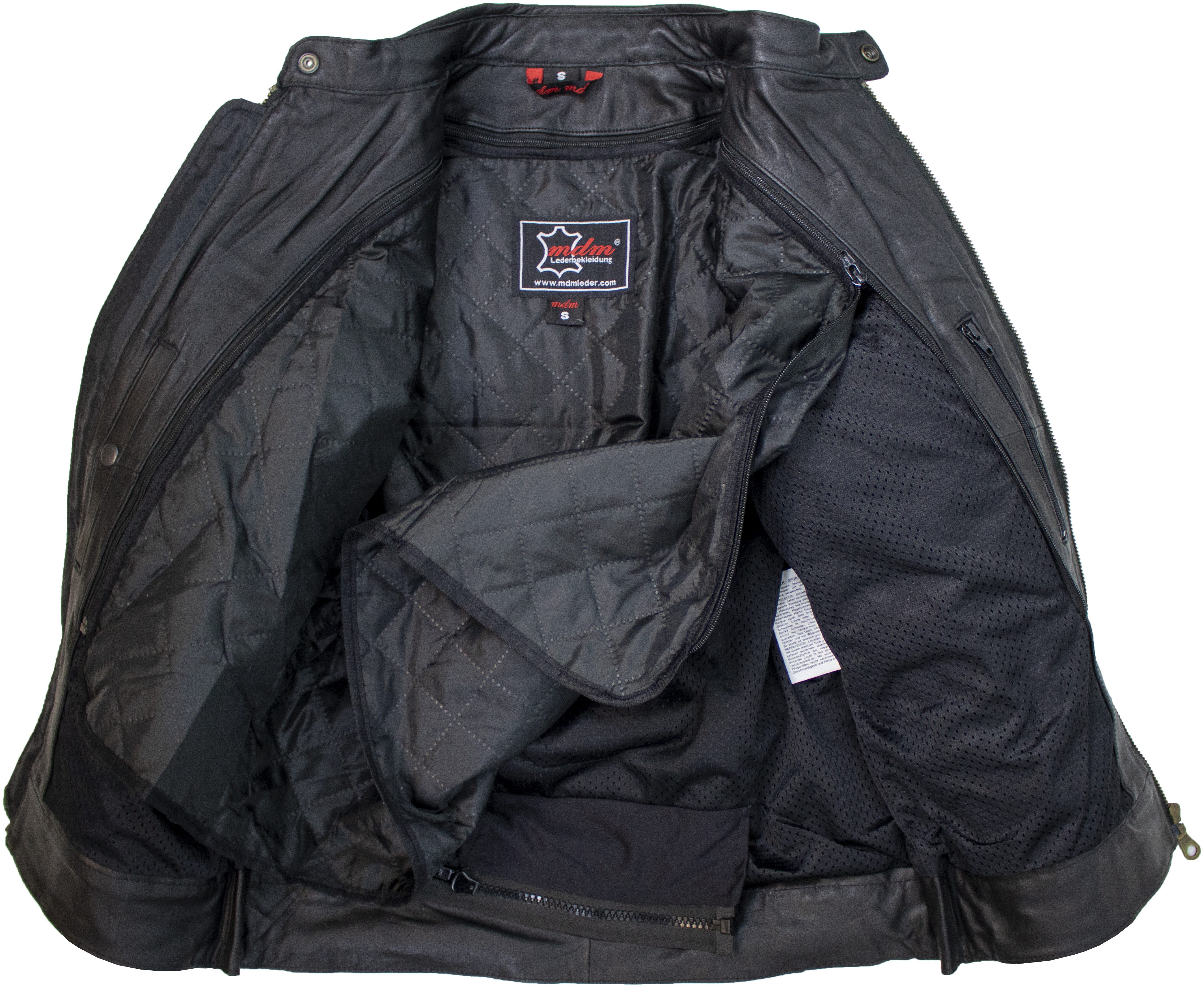 MDM Motorradjacke Herren Motorrad Lederjacke Echtleder Retro Bikerjacke Protektoren (Set, 1x Motorrad Lederjacke, 5x Protektoren) Retro Used Look, Herausnehmbar – Bild 4 von 5