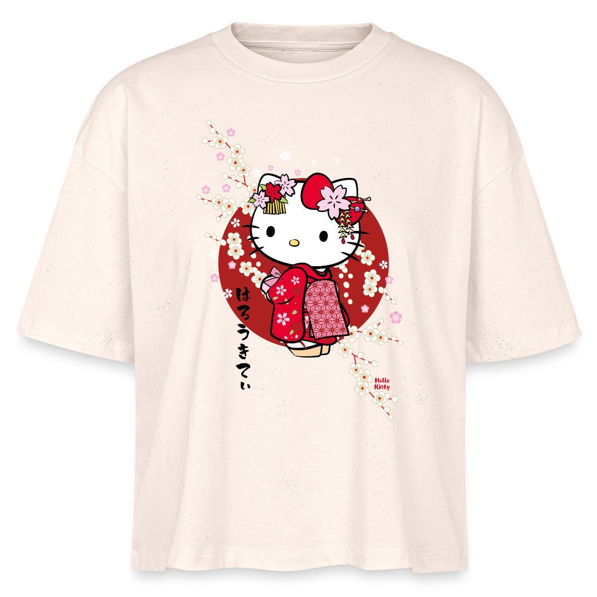 Spreadshirt T-Shirt Hello Kitty Japan Kimono Kirschblüten Boxy Shirt Damen (1-tlg)