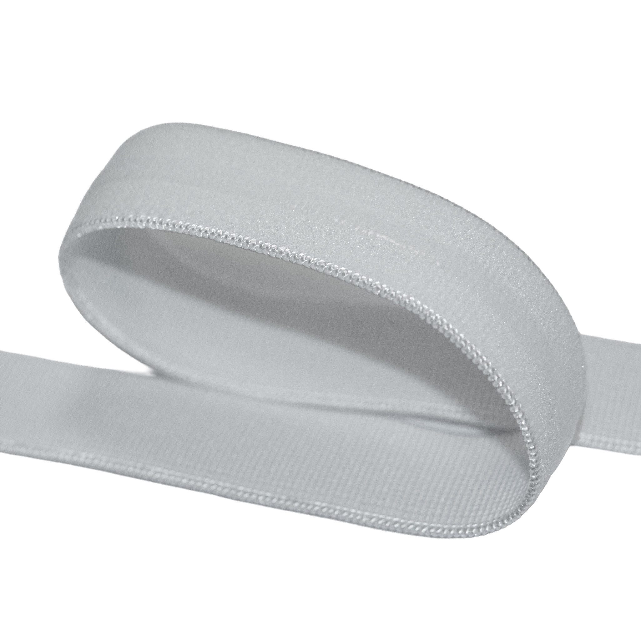 maDDma Gummiband Gummilitze mit Silikonstreifen 10mx10mm Gummiband elastisch rutschfest, weiß