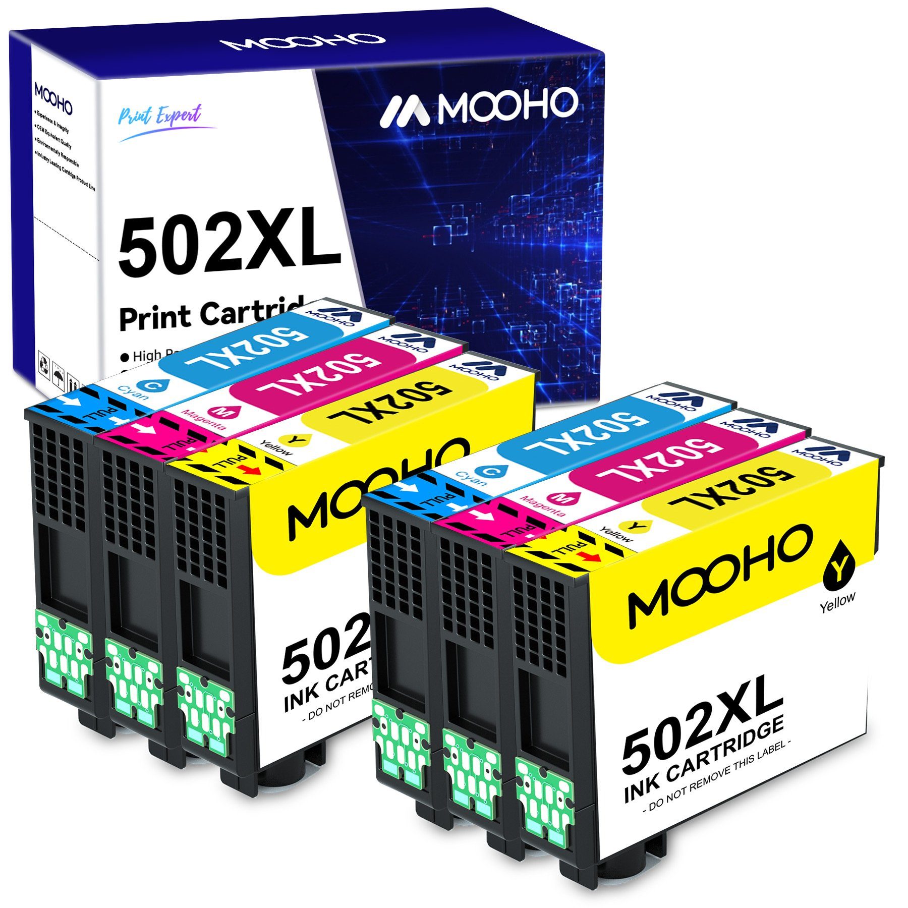 MOOHO 6PK Ersatz für EPSON 502 502XL WF-2860DWF WF-2865DWF Tintenpatrone