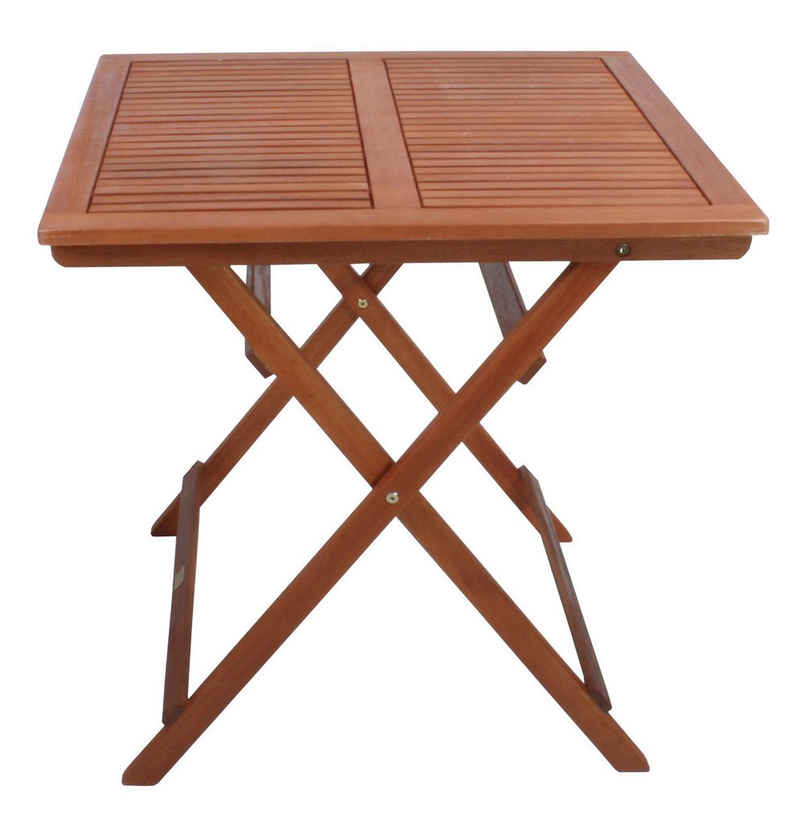 Spetebo Beistelltisch »Eukalyptus Gartentisch SEATTLE eckig - 70 x 70 cm« (Packung, Klapptisch Beistelltisch Bistrotisch), Holz Tisch geölt