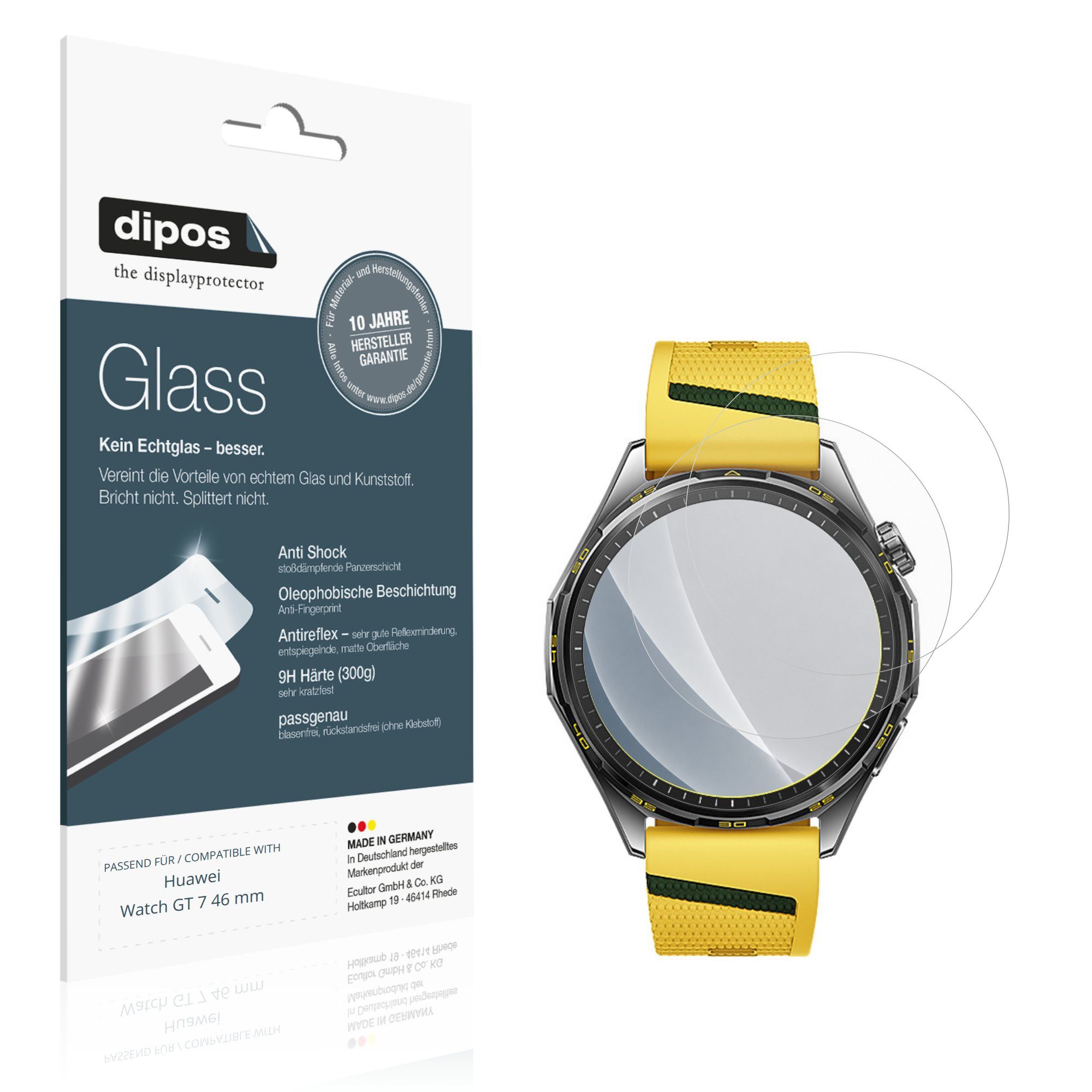 dipos Displayschutzfolie Schutzfolie für Huawei Watch GT 7 46 mm, 2 Stück, Displayschutz Schutz Folie Made in Germany