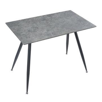 en.casa Esstisch, »Fitjar« für 4 Personen 100 x 60 cm Stahlbeine Beton-Optik