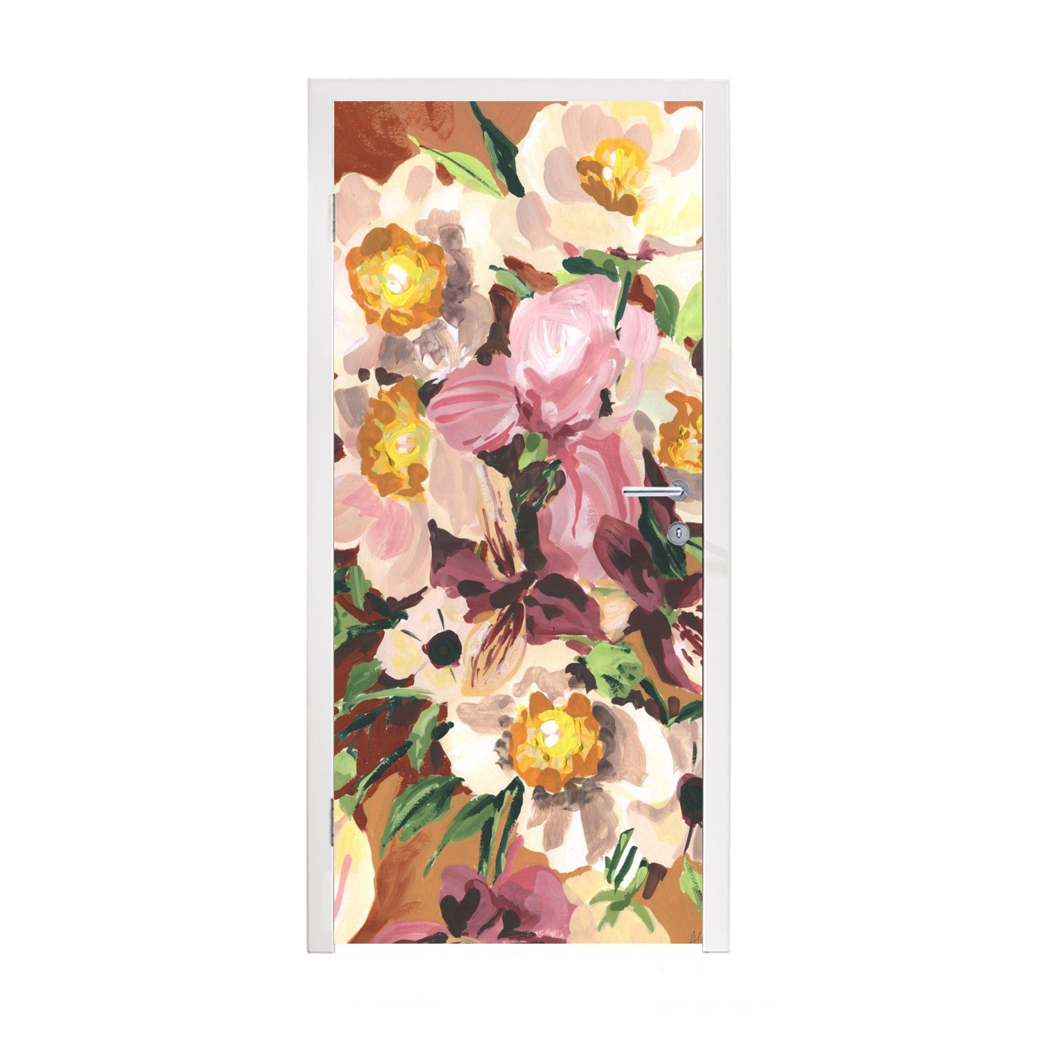 MuchoWow Türtapete Blumen - Pflanzen - Orchidee - Kunst, Matt, bedruckt, (1 St), Fototapete für Tür, Türaufkleber, 75x205 cm