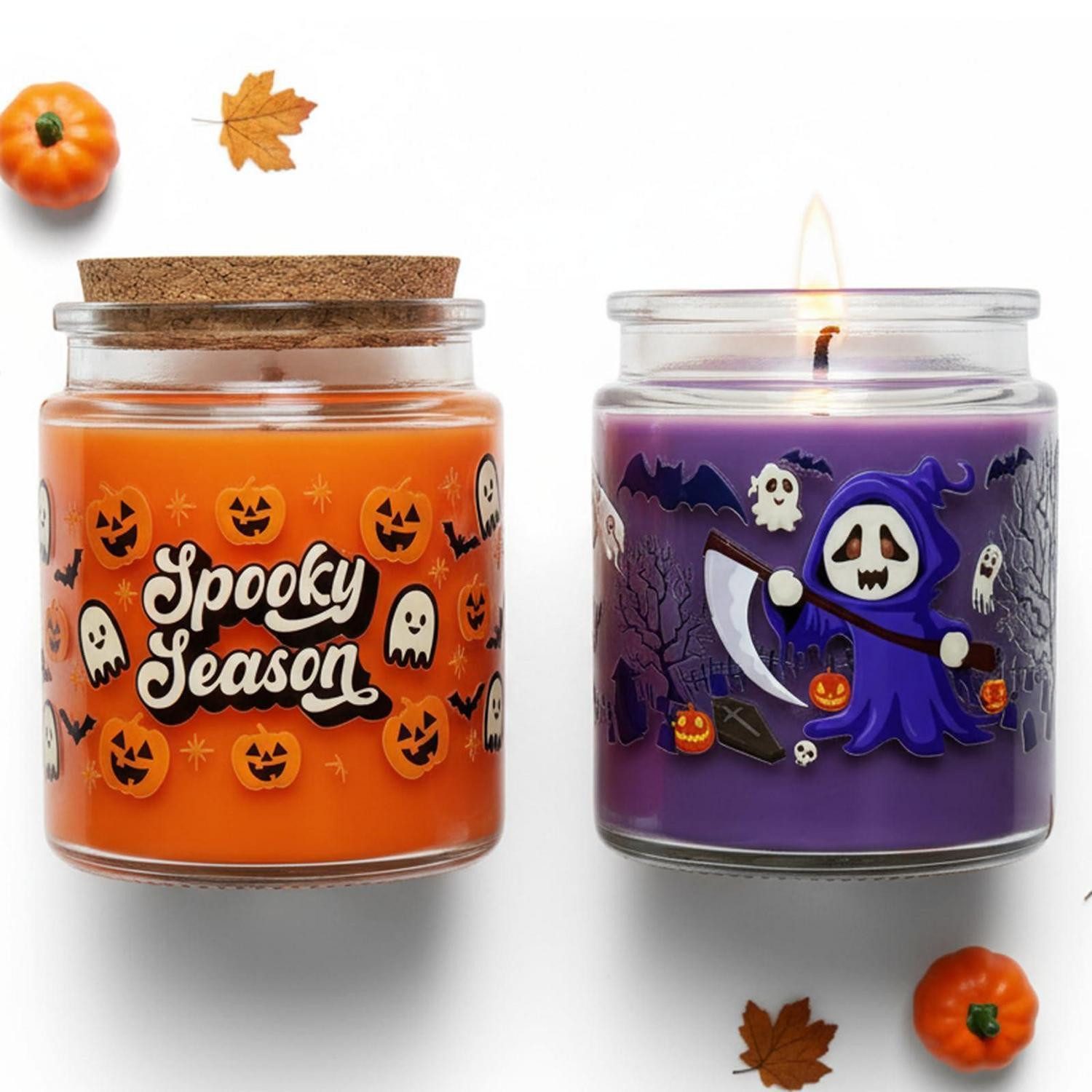 LuxusKollektion Duftkerze Halloween Kerzen im Glas 2er Set Duftkerze Kürbis Geist