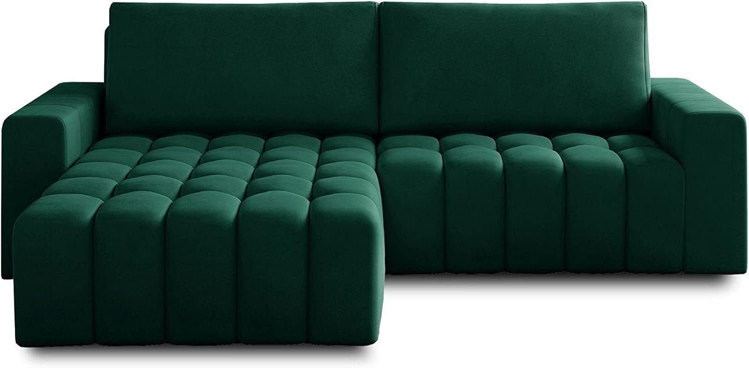 MOEBLO Ecksofa BONTON aus Samstoff, Couch für Wohnzimmer Schlafsofa Sofagarnitur Sofa Eckcouch L-Form Wohnlandschaft - 170x250x85 cm, mit Schlaffunktion