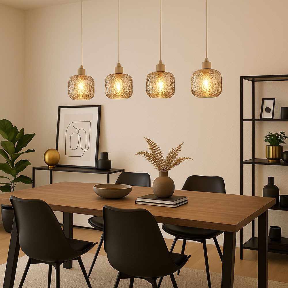 GLOBO LIGHTING Hängeleuchte, Leuchtmittel nicht inklusive, Hängeleuchte Pendelleuchte Deckenleuchte beige Glas rauchfarben E27 H