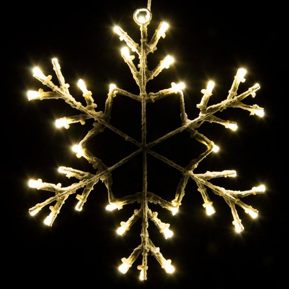 Nipach LED Stern LED Schneeflocke mit Schneeoptik 36 LED warm weiß Trafo  Timer 30 cm