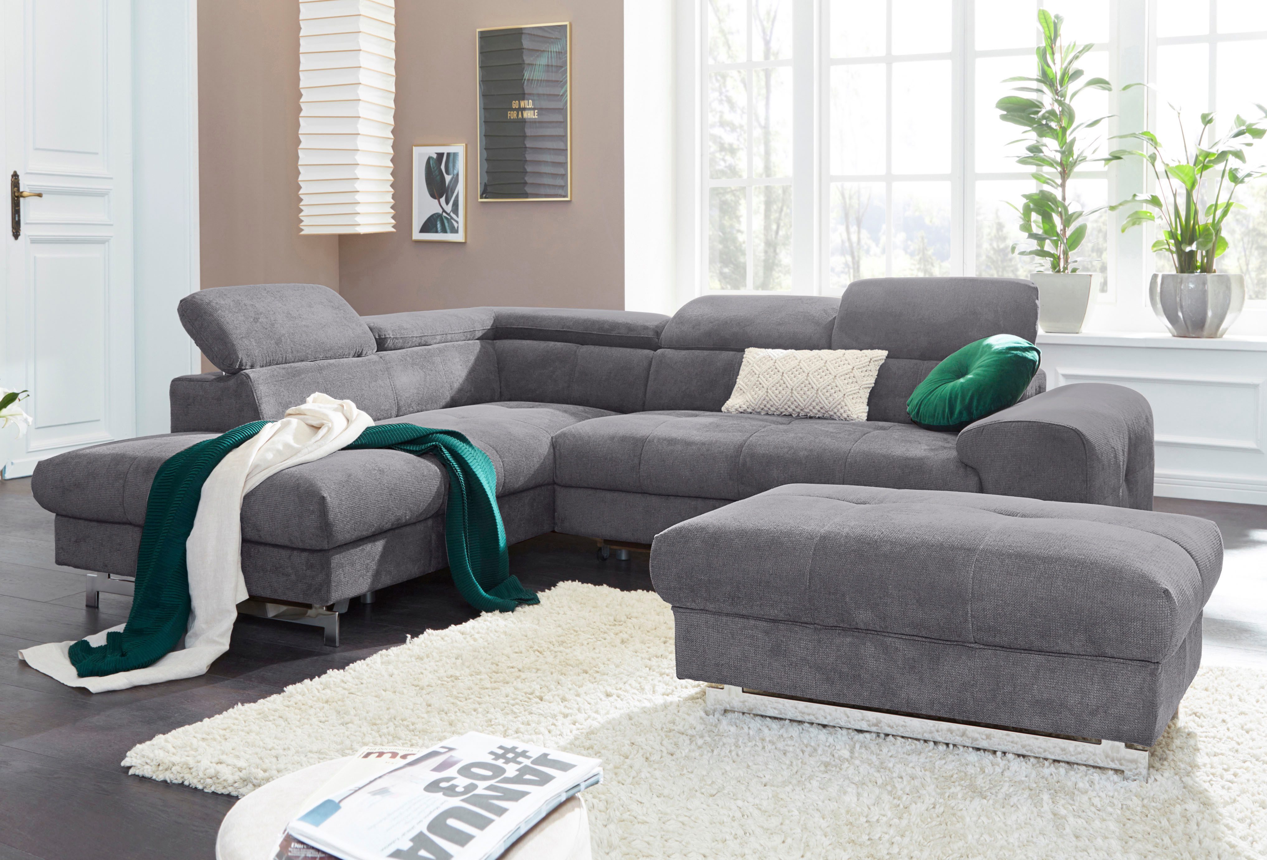 COTTA Ecksofa Chef L-Form, mit Kopfteilverstellung, wahlweise mit Bettfunktion & Bettkasten