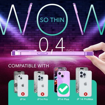 Nalia Smartphone-Hülle Apple iPhone 14 Plus, Klare Neon Silikon Hülle / Bunt Leuchtend / Durchsichtig / Flexibel