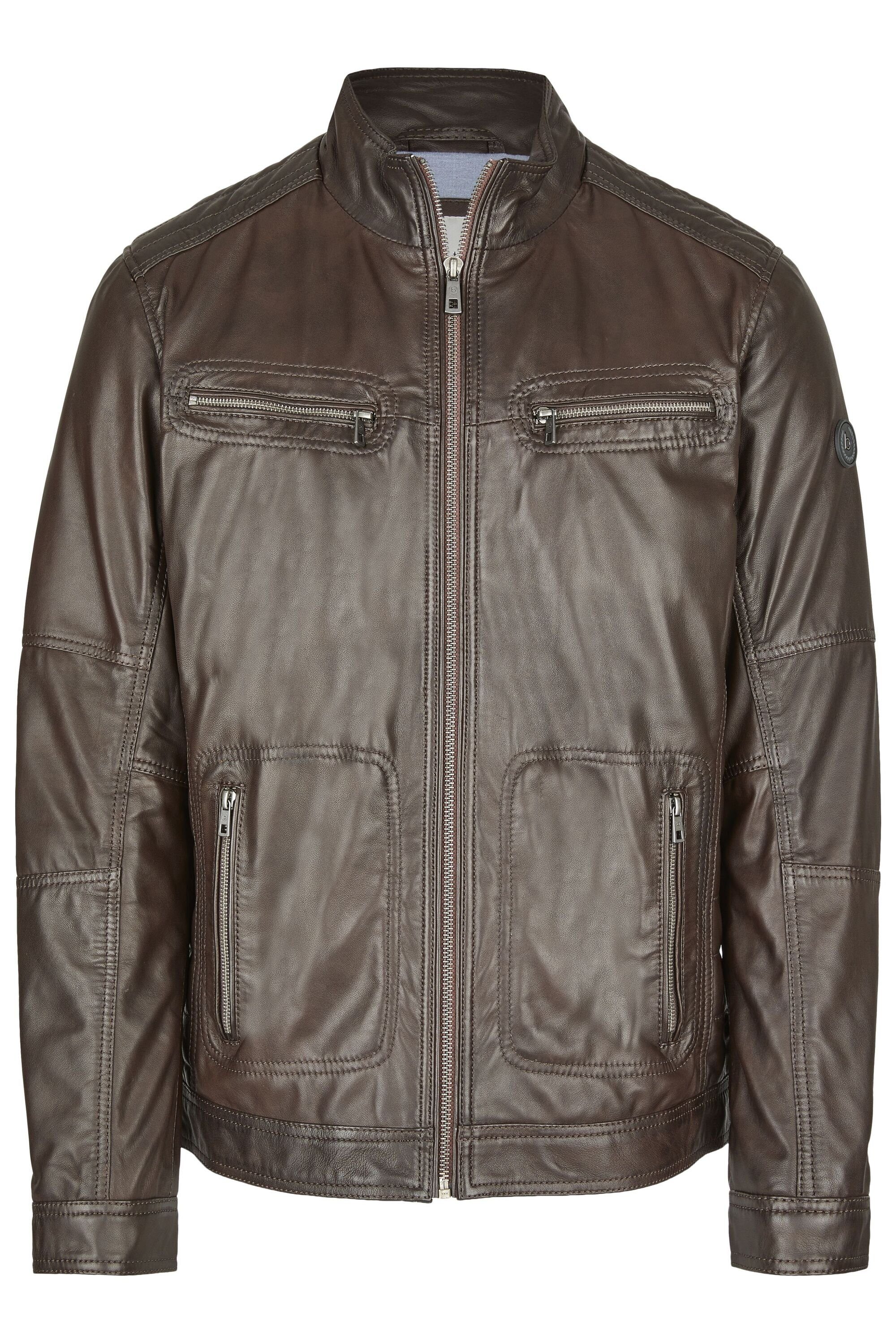 bugatti Lederjacke BUFIDELIO (1-St) mit Ziernähten und Reißverschlusstasche günstig online kaufen