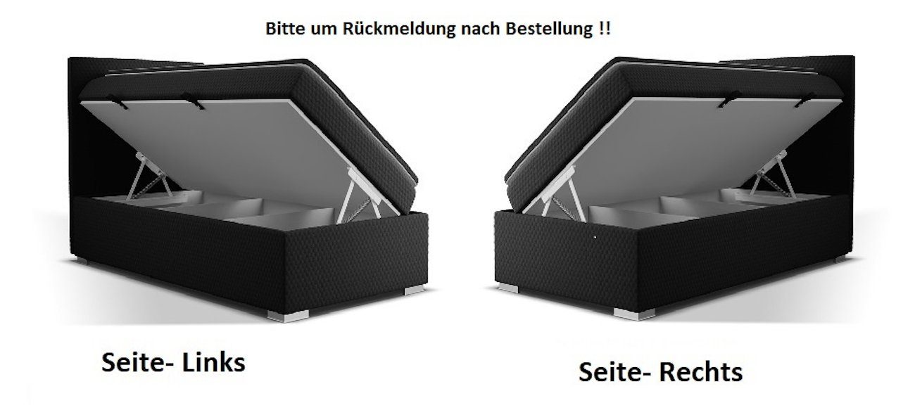 Schwarz Kunstleder Fun Boxspringbett MAURO (1-St) cm 90 Schlafzimmerbett x 200 Möbel / Boxspringbett in 100 inkl.Bettkasten