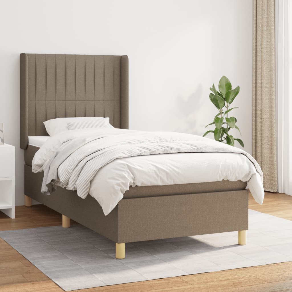 vidaXL Boxspringbett Boxspringbett mit Matratze Taupe 90x200 cm Stoff Bett günstig online kaufen