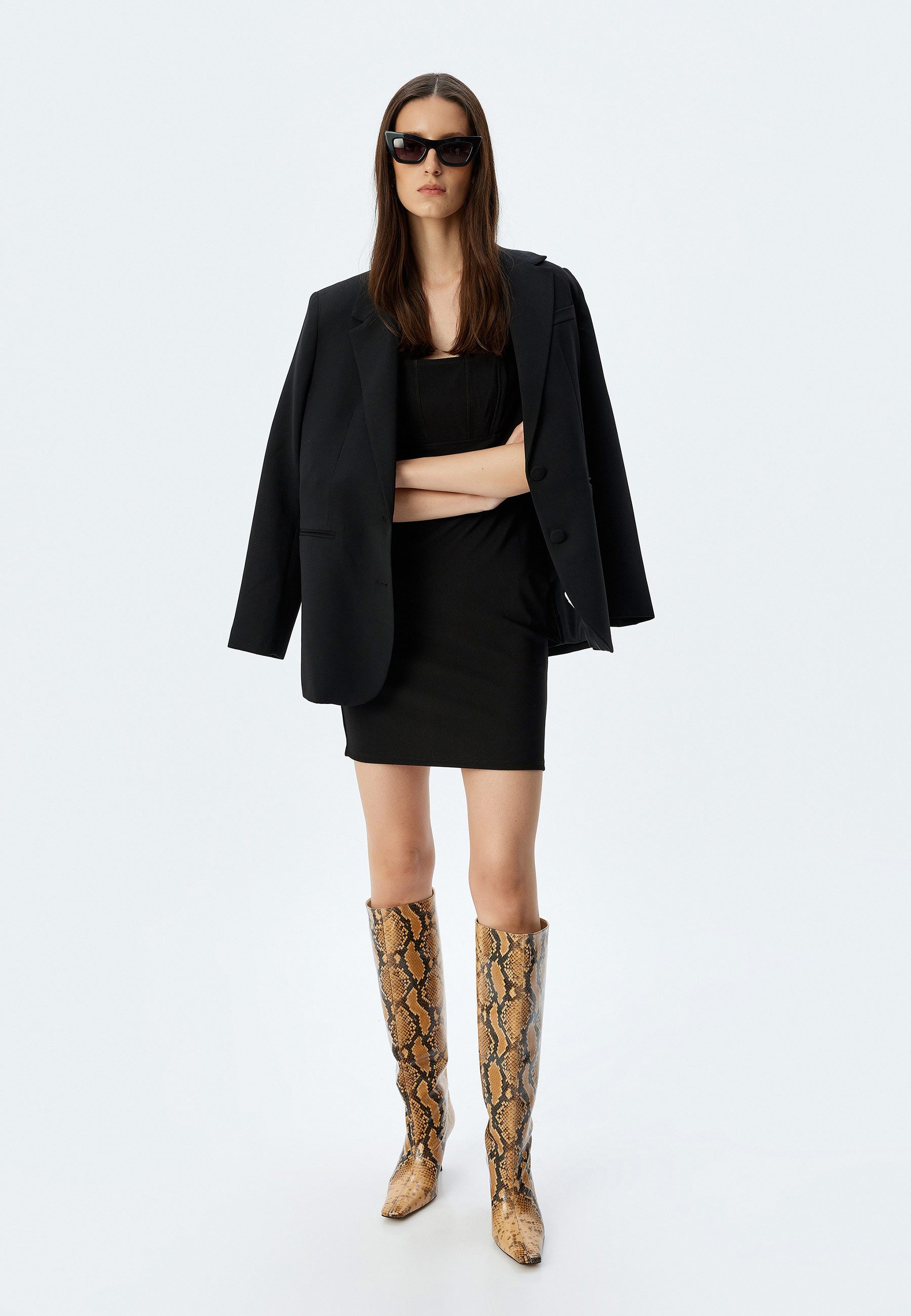 Koton Badekleid Mini Länge Quadrat Kragen Spaghettikleid