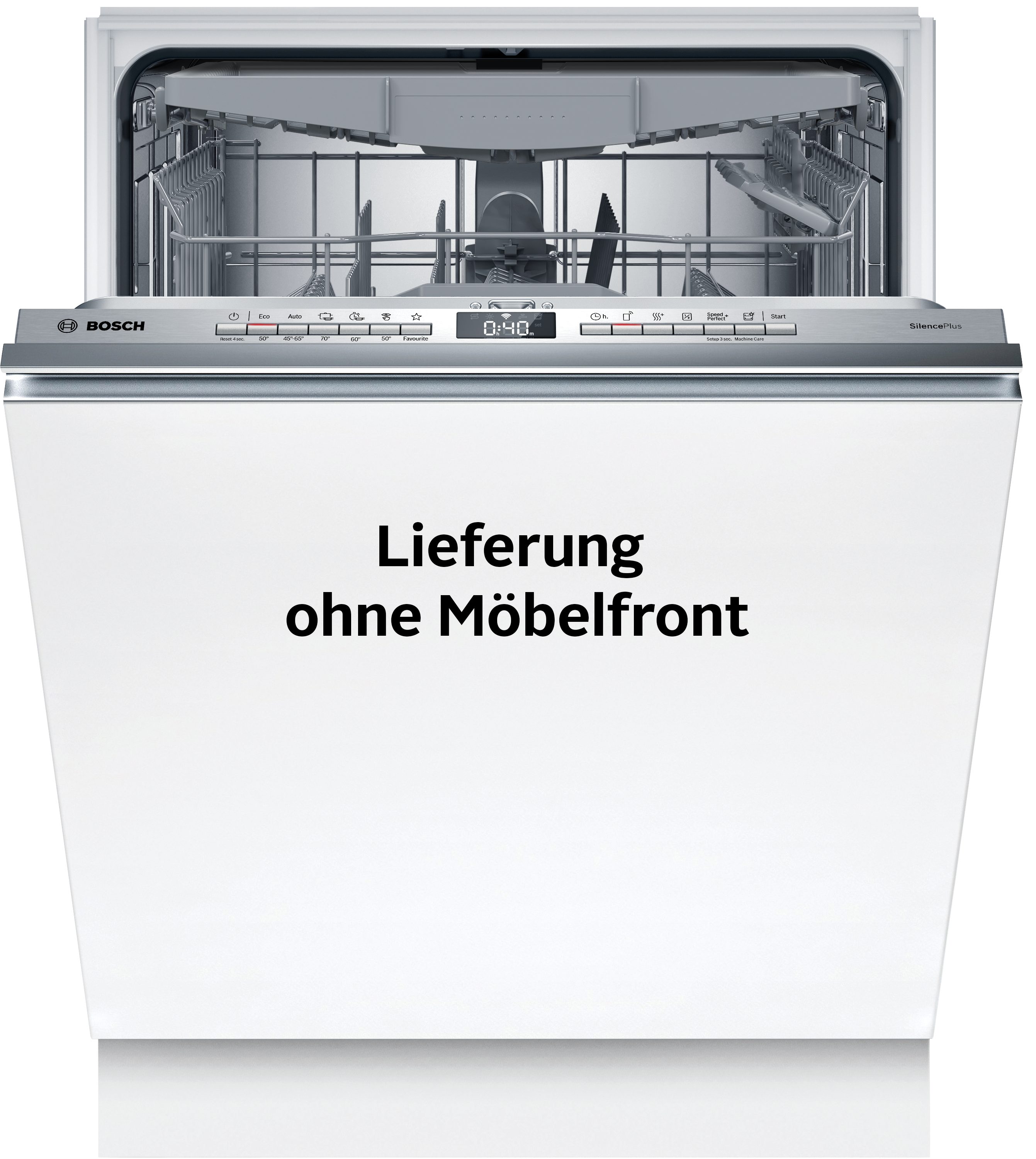 BOSCH vollintegrierbarer Geschirrspüler Serie 4 SMV4ECX28E, 14 Maßgedecke, Automatische Türöffnung für Effizienz, flexible Körbe & Schubladen