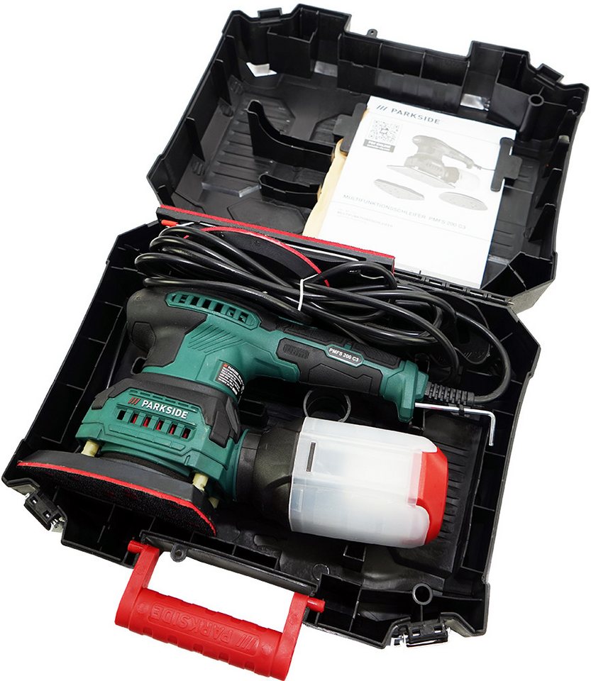 Thumbnail - Parkside Multischleifer 3in1 Multifunktionsschleifer PMFS 200 im Transporkoffer, max. 12000 U/min, Schleifplatten tausch...
