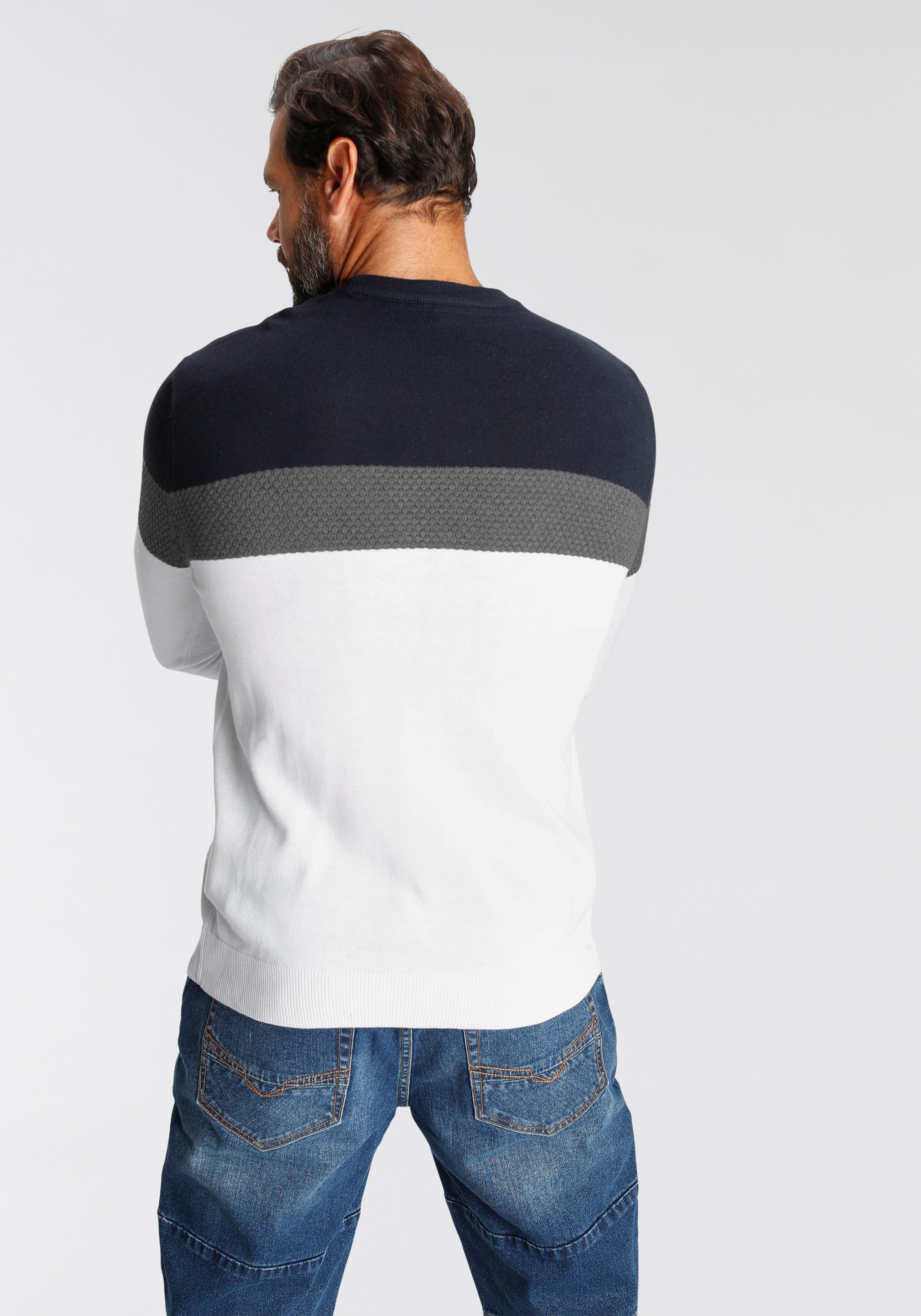 H.I.S Rundhalspullover neue Farben! Colorblocking, in leichter Strickqualität