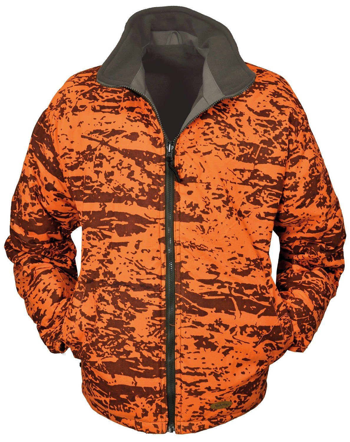 Outdoorjacke Wende-Fleecejacke Jagdjacke Winterjacke orange oliv warm von Oefele