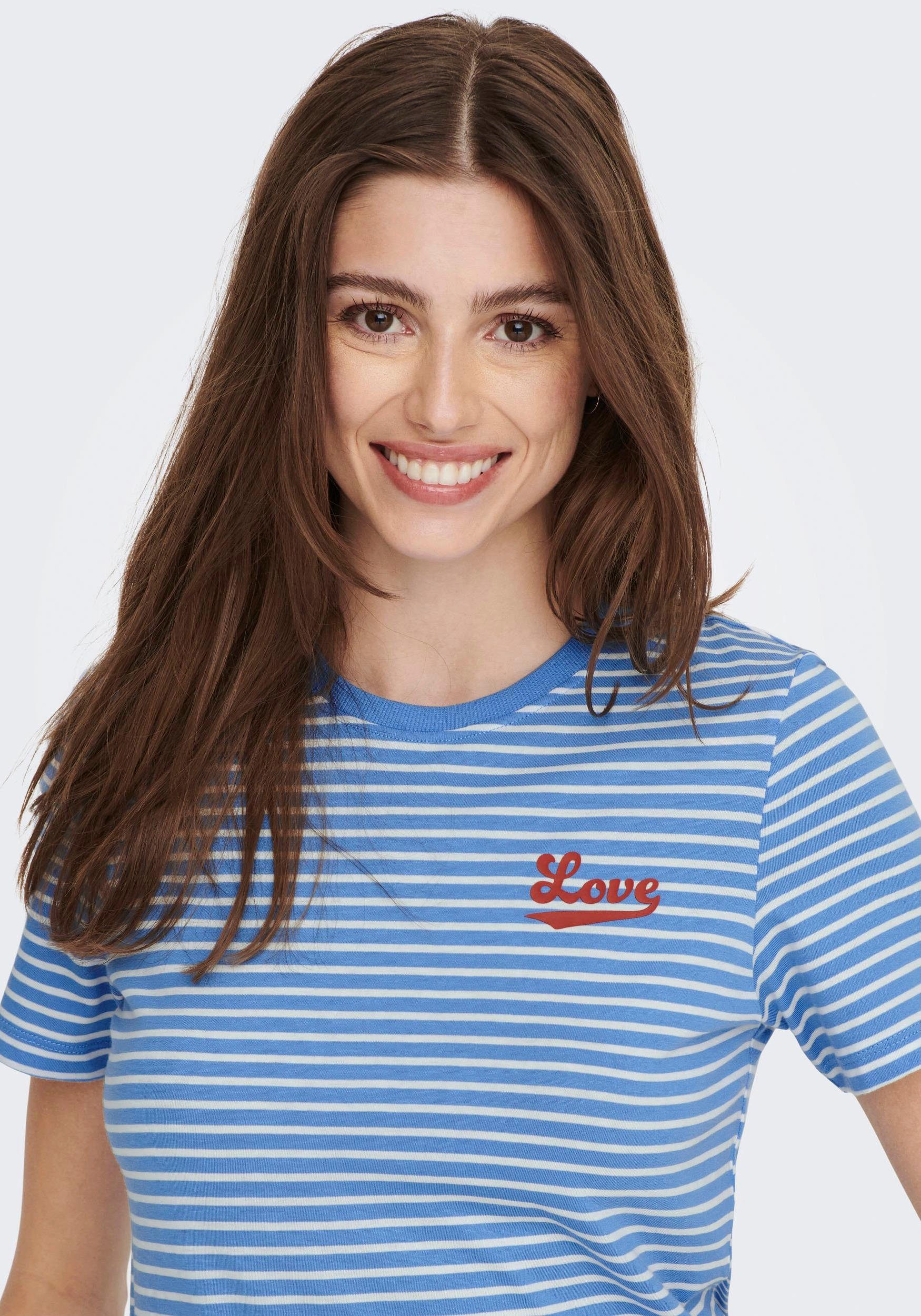 Provence JRS risk red) TOP love S/S (high BOX ONLY STRIPE Rundhalsshirt Print:In REG ONLWEEKDAY