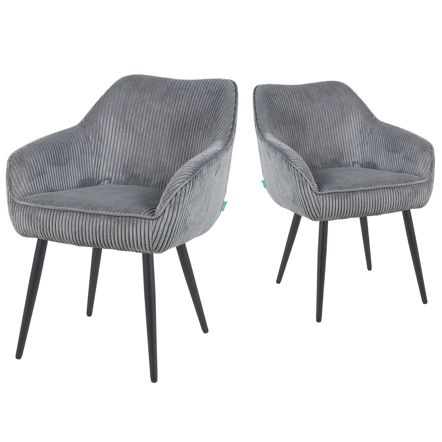 DUBI Möbel Polsterstuhl Mika-Kian, Federkernpolsterung, pulverbeschichtet im 2er-Set