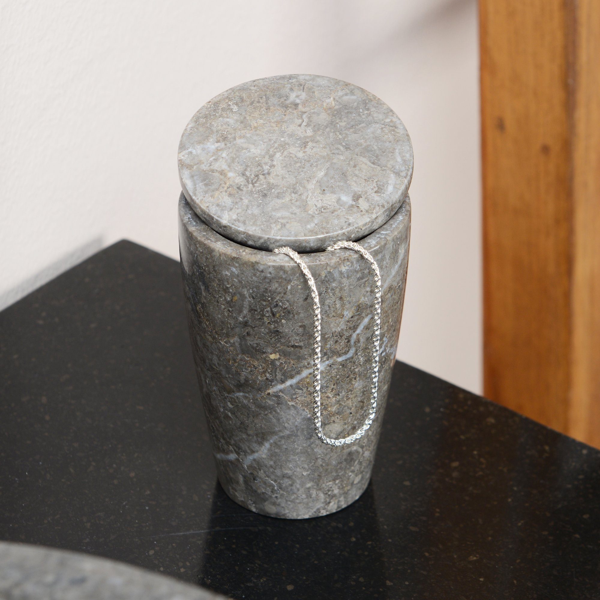 wohnfreuden Aufbewahrungsdose Marmor Aufbewahrungsdose mit Deckel grau