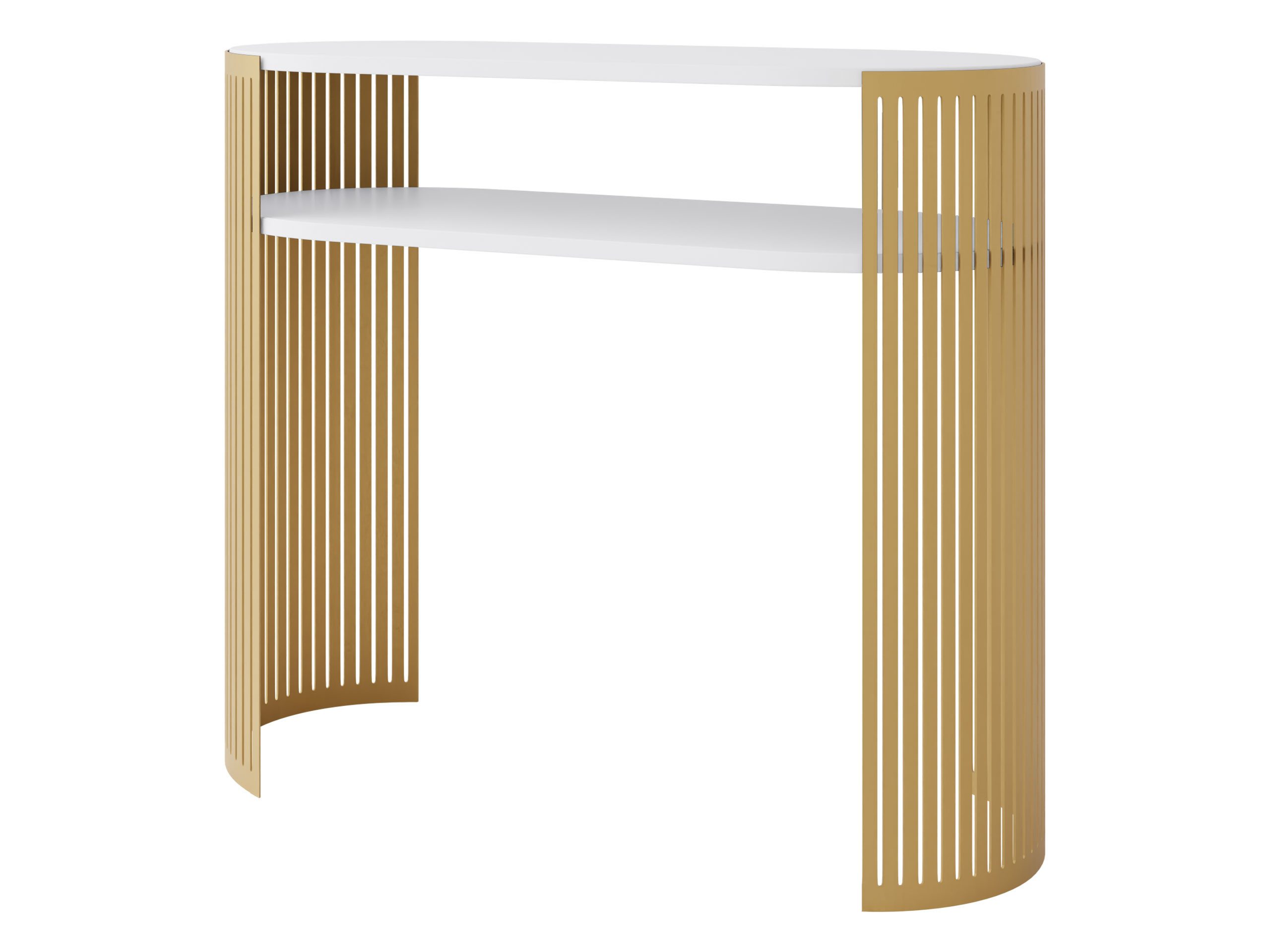 MIRJAN24 Konsolentisch Fikoli Gold (mit Einlegeböden), 100x30x86 cm, Gestell aus Stahl