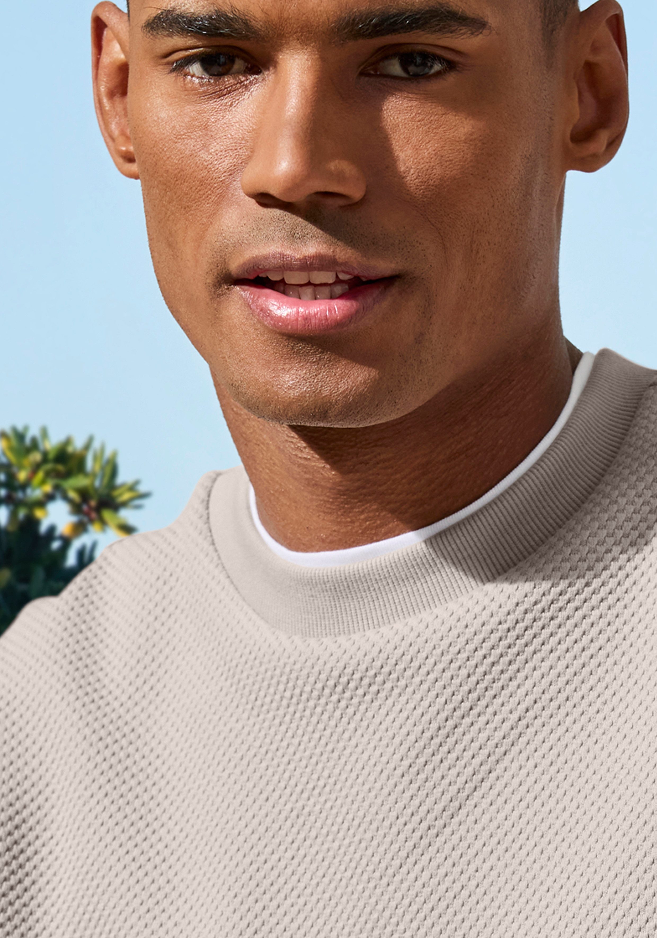 John Devin Sweatshirt Pullover aus Struktur-Qualität