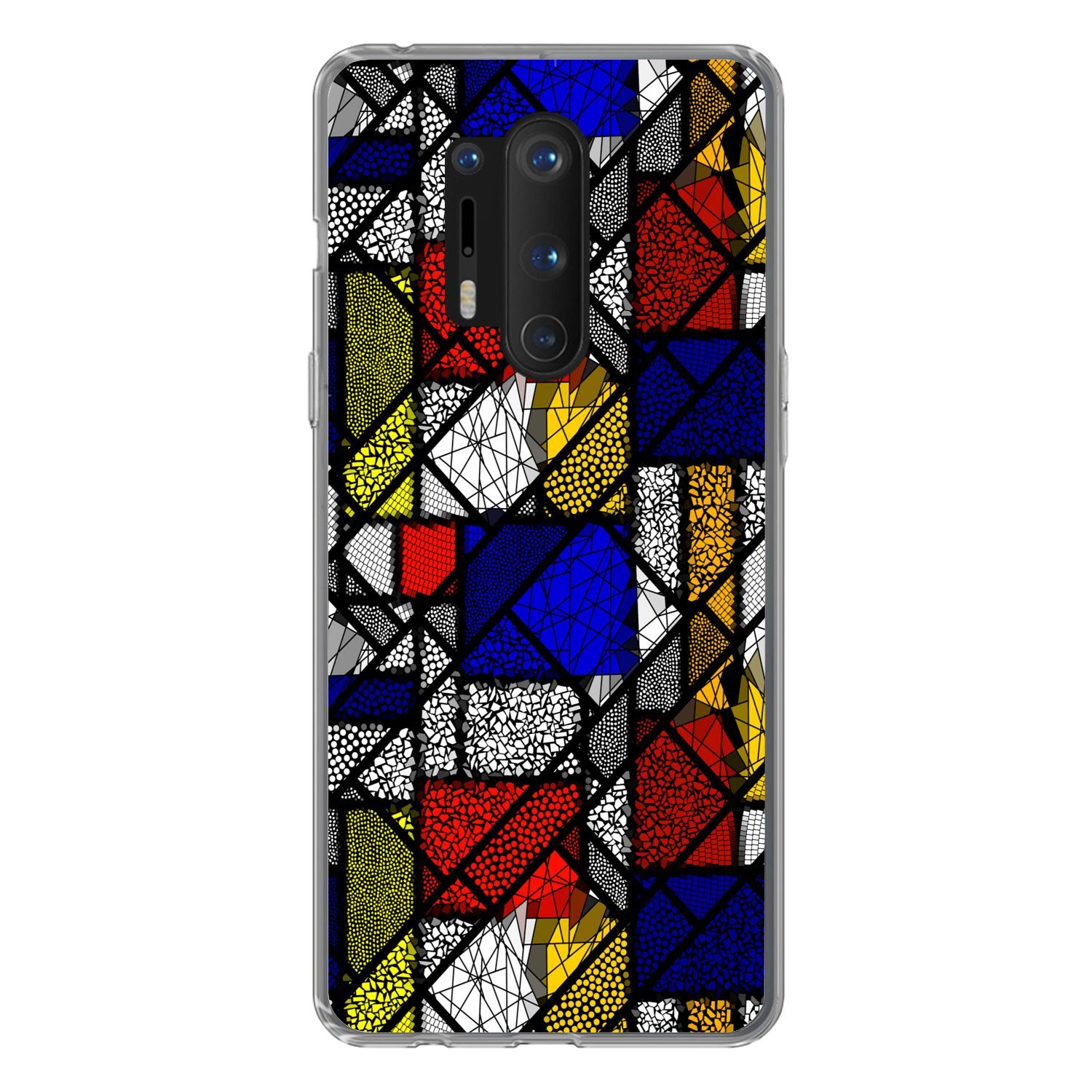 MuchoWow Handyhülle für OnePlus 8 Pro Mondrian - Glasmalerei - Alte Meister - Kunstwerk -, Phone Case, Silikon, Schutzhülle Dünn