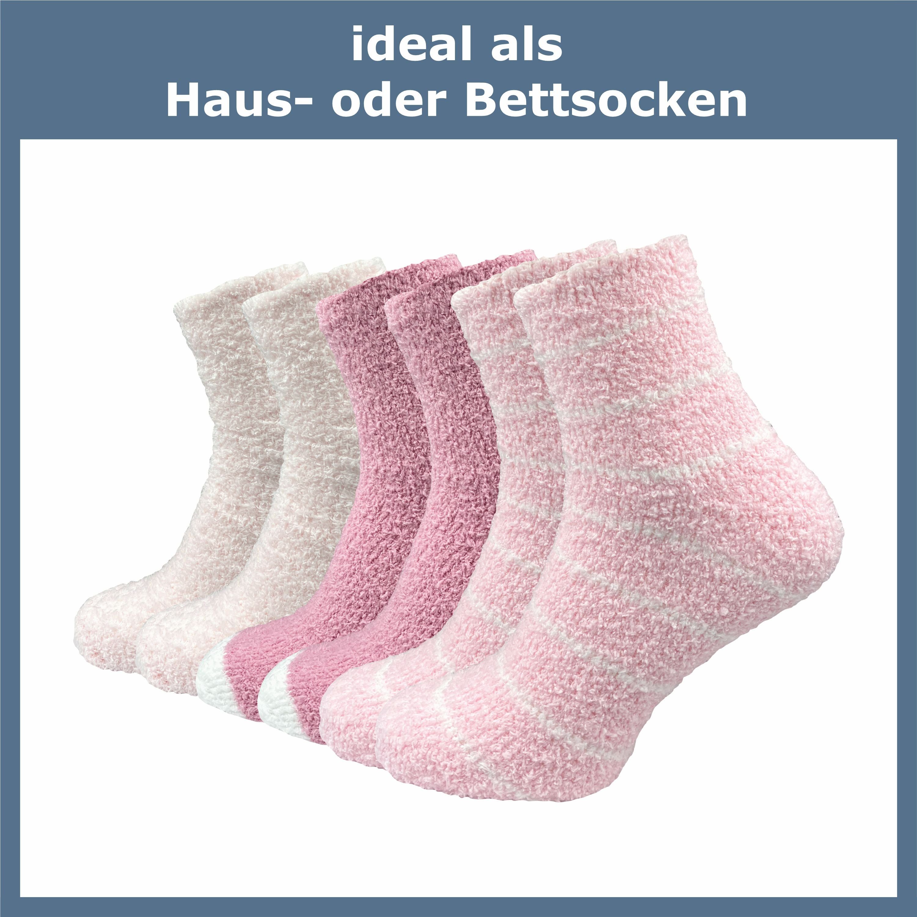 - rosa (6 flauschig Damen Paar) GAWILO Kuschelsocken Haussocken extra warme Tagen kalten für & Tragekomfort an Füße weich für für aus flauschigem optimalen Material