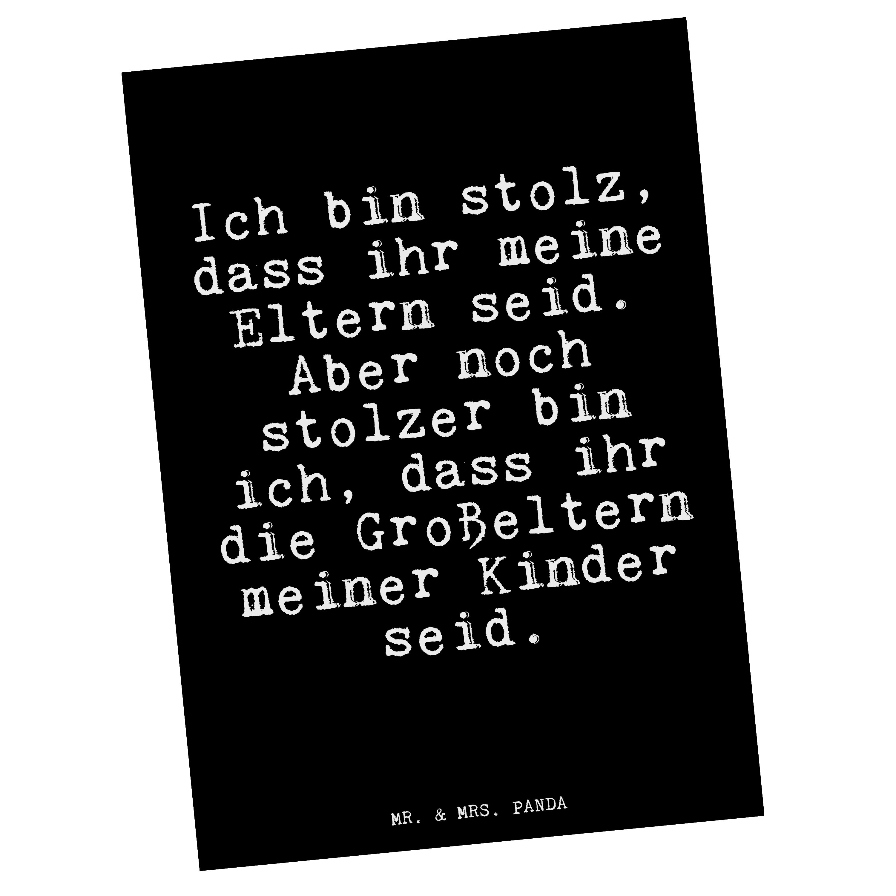 Mr. & Mrs. Panda Postkarte »Ich bin stolz, dass... Schwarz Spruch