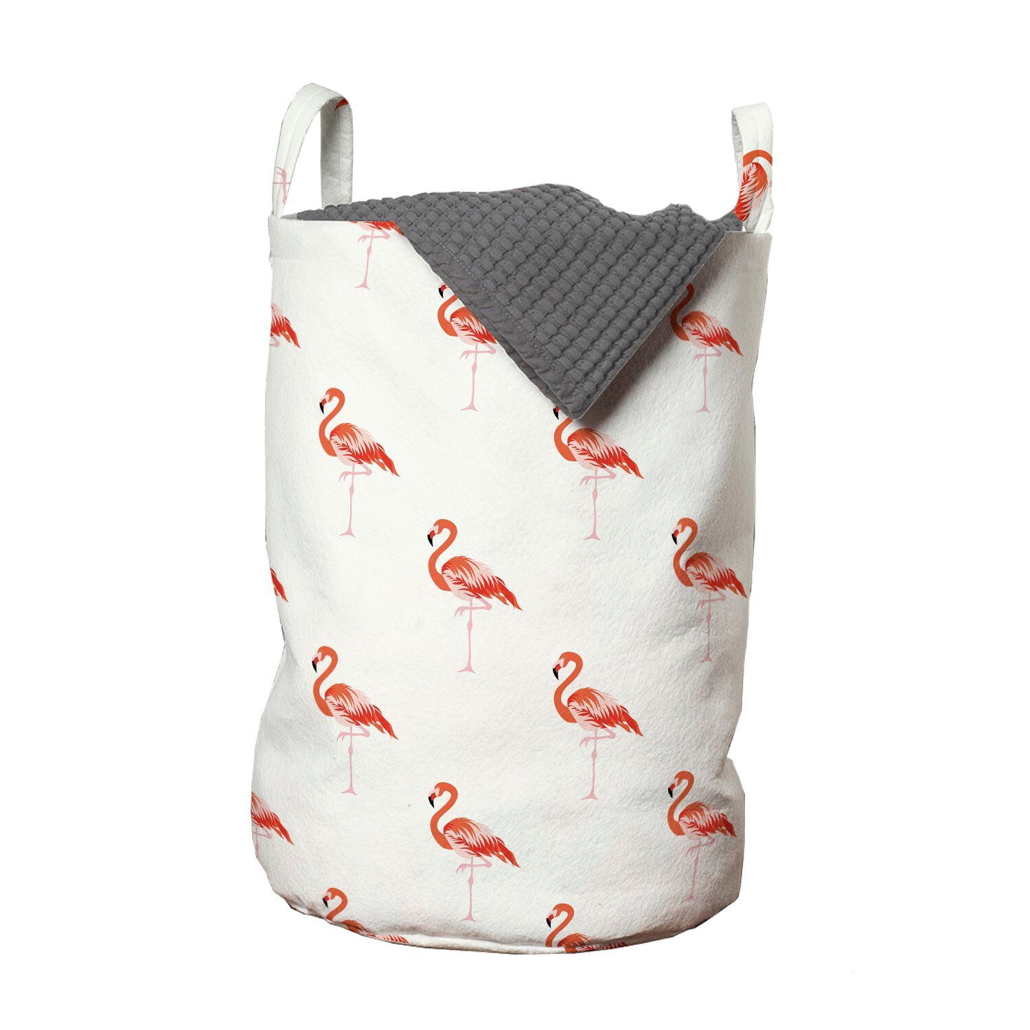 Abakuhaus Wäschesäckchen Wäschekorb mit Griffen Kordelzugverschluss für Waschsalons, Vogel Flamingos stehend auf 1 Fuß