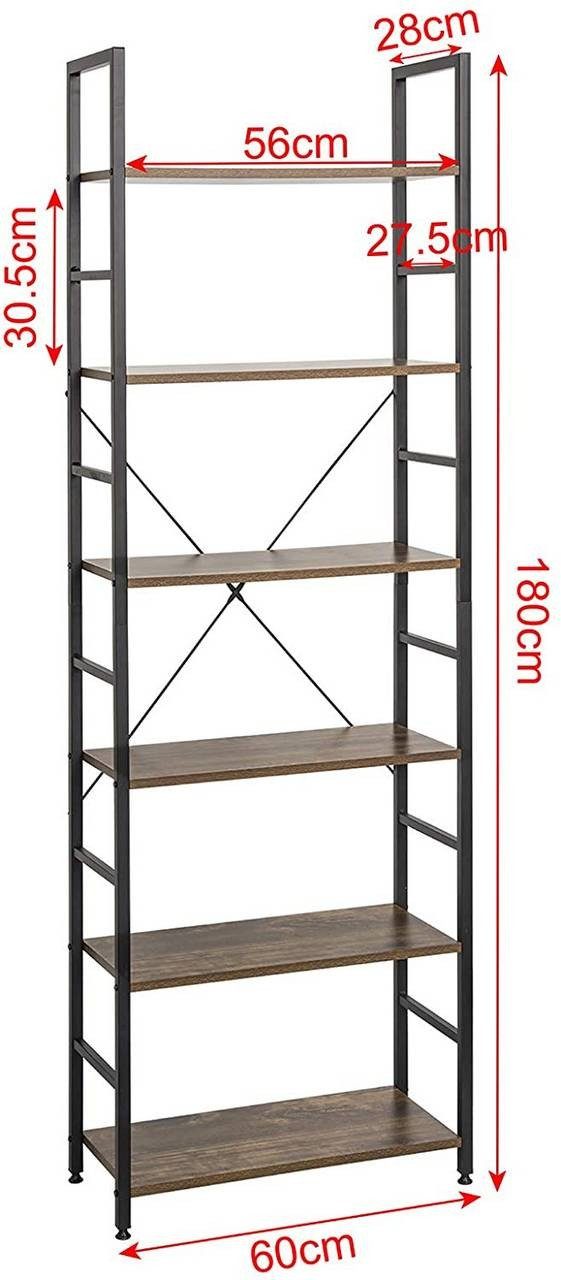 EUGAD Bücherregal, 1-tlg., Standregal, Küchenregal, 6 günstig online kaufen